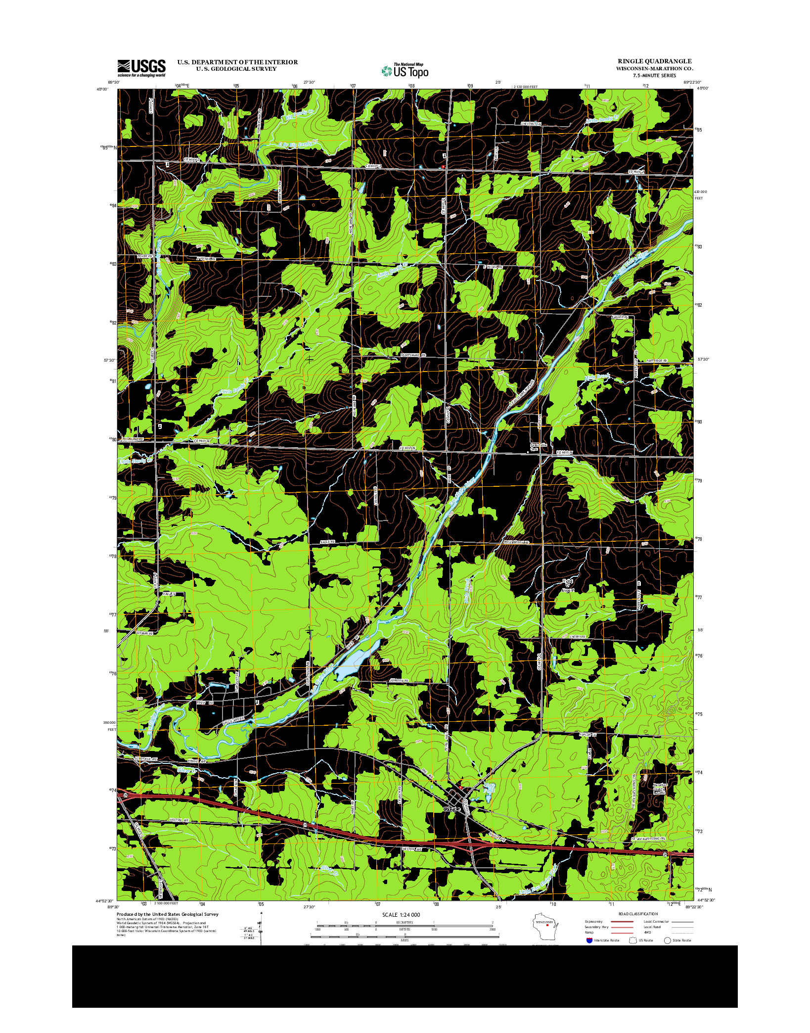 USGS US TOPO 7.5-MINUTE MAP FOR RINGLE, WI 2013