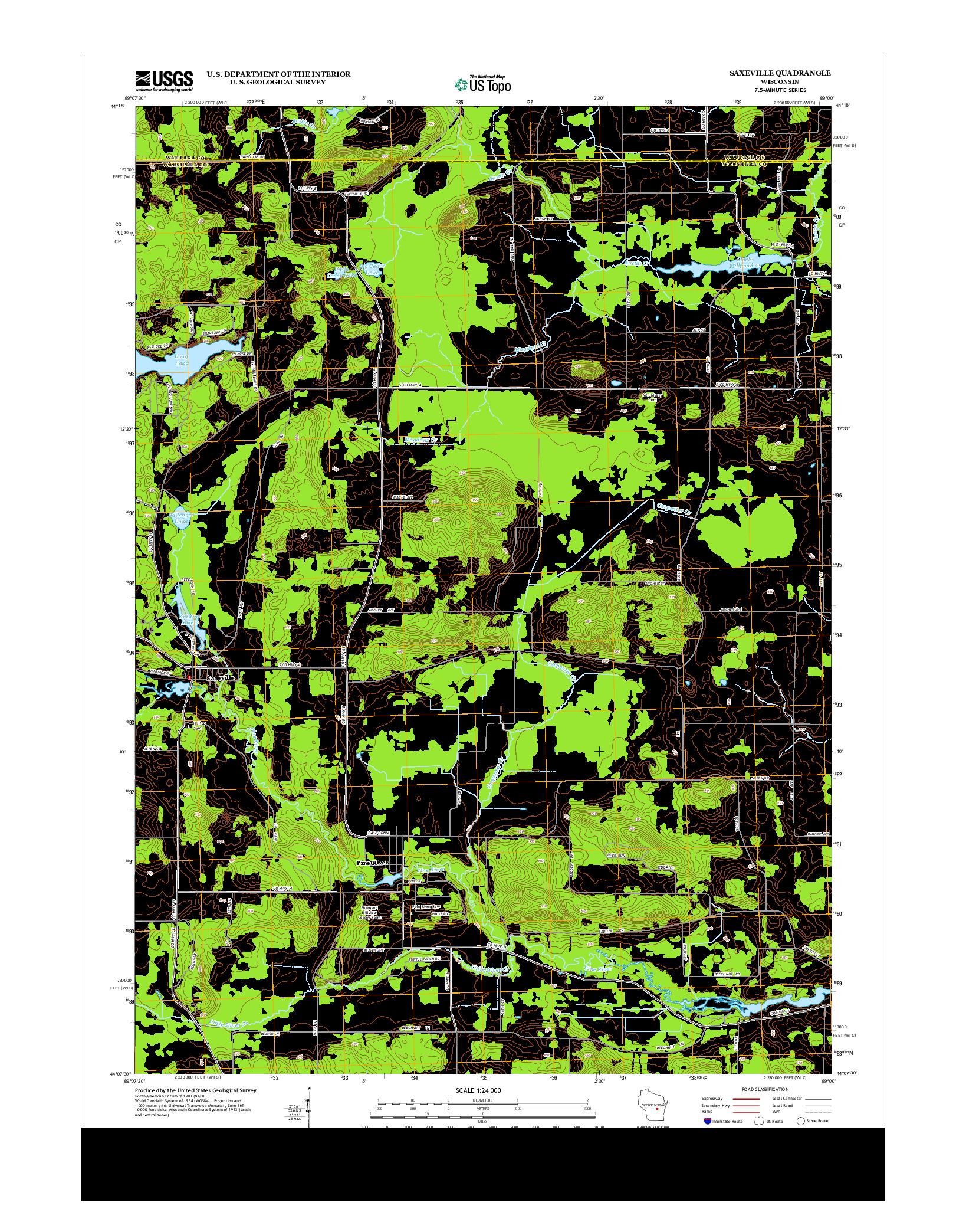 USGS US TOPO 7.5-MINUTE MAP FOR SAXEVILLE, WI 2013
