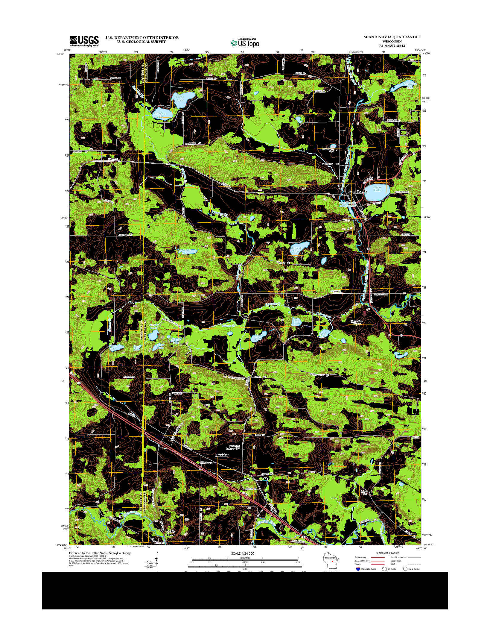 USGS US TOPO 7.5-MINUTE MAP FOR SCANDINAVIA, WI 2013