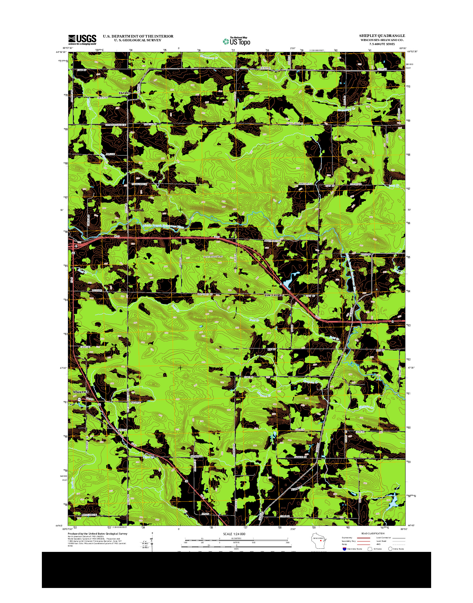 USGS US TOPO 7.5-MINUTE MAP FOR SHEPLEY, WI 2013