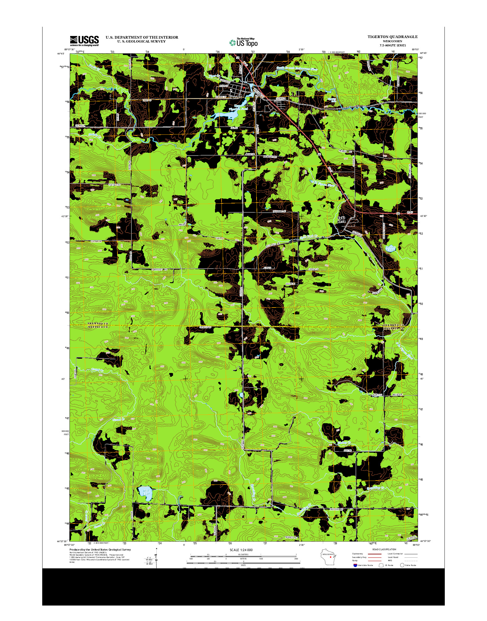 USGS US TOPO 7.5-MINUTE MAP FOR TIGERTON, WI 2013