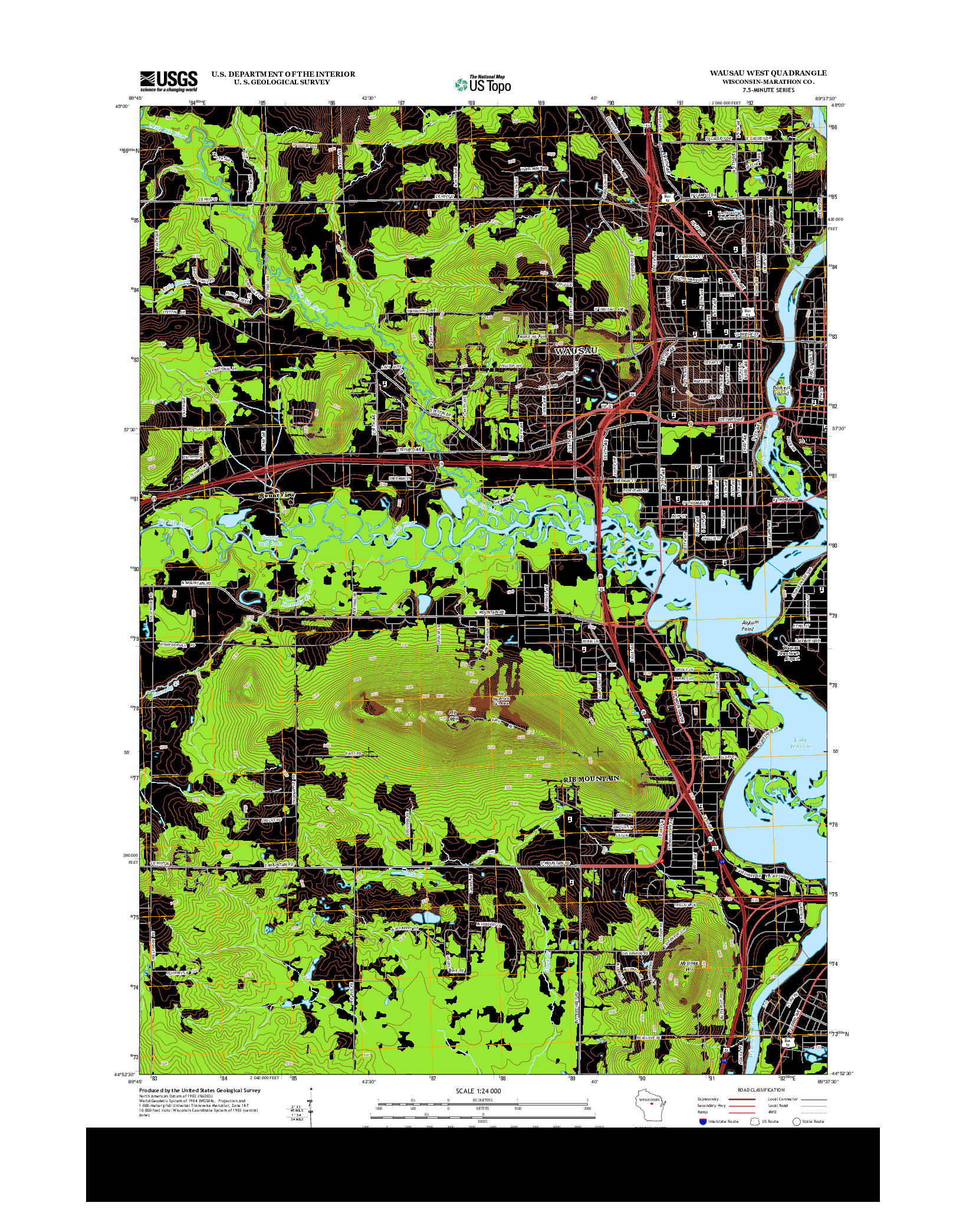 USGS US TOPO 7.5-MINUTE MAP FOR WAUSAU WEST, WI 2013
