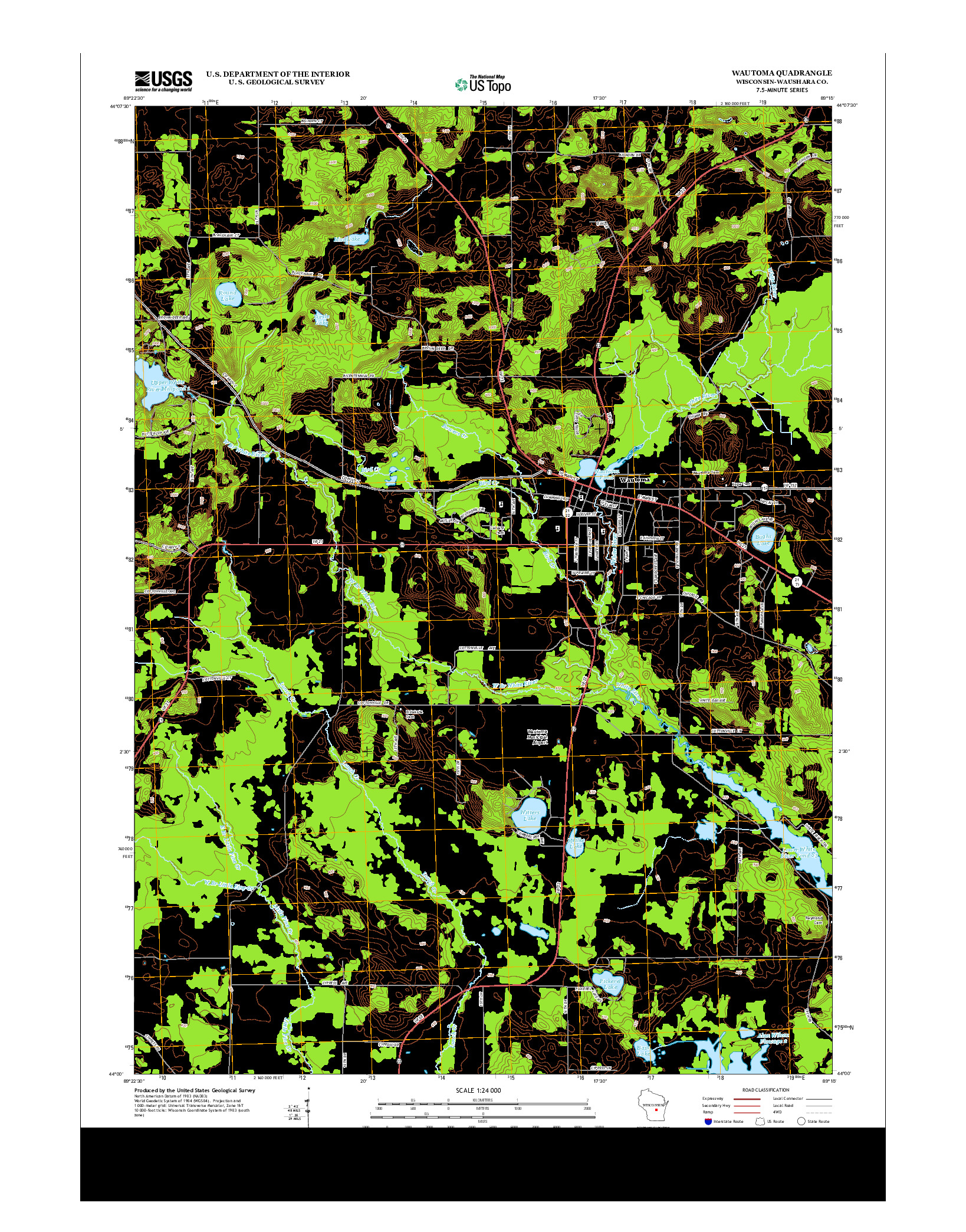 USGS US TOPO 7.5-MINUTE MAP FOR WAUTOMA, WI 2013