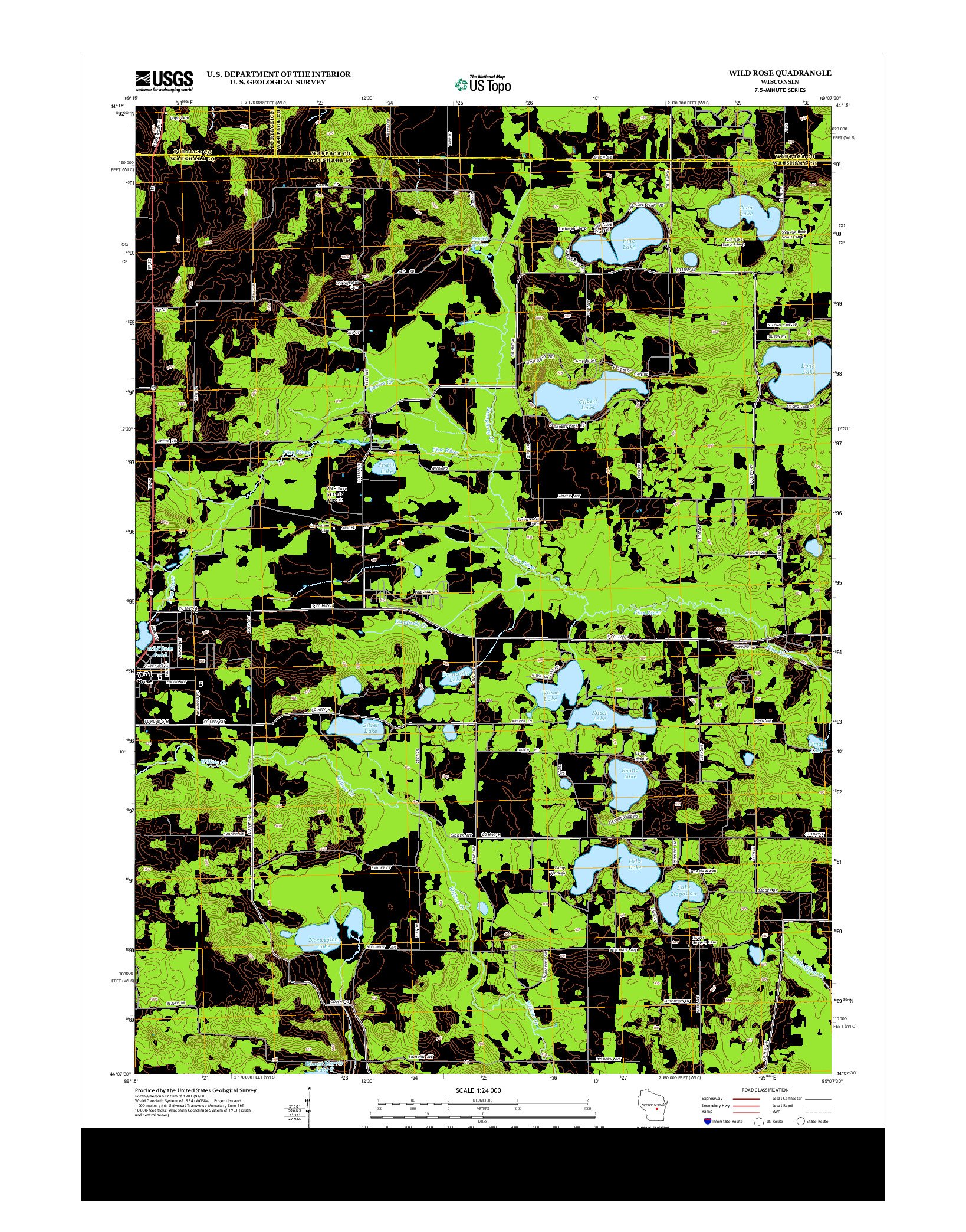USGS US TOPO 7.5-MINUTE MAP FOR WILD ROSE, WI 2013