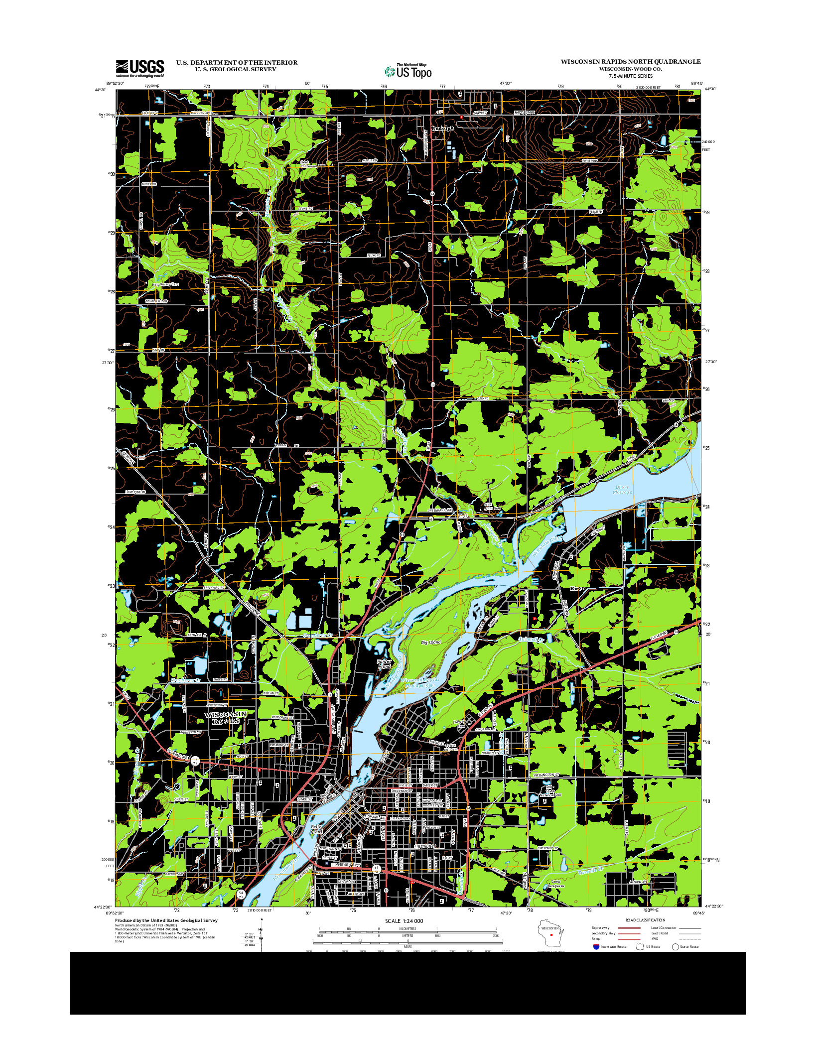 USGS US TOPO 7.5-MINUTE MAP FOR WISCONSIN RAPIDS NORTH, WI 2013