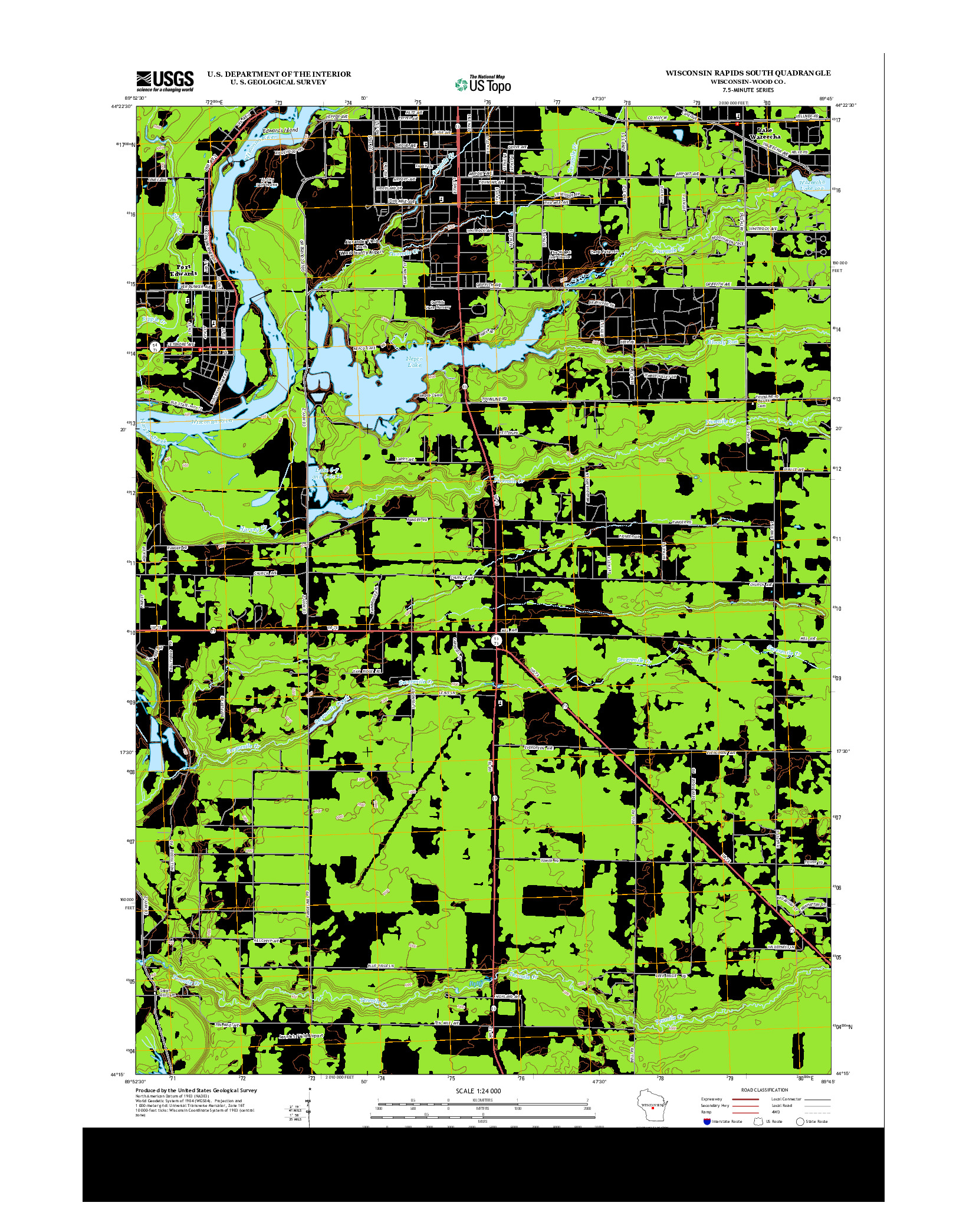 USGS US TOPO 7.5-MINUTE MAP FOR WISCONSIN RAPIDS SOUTH, WI 2013