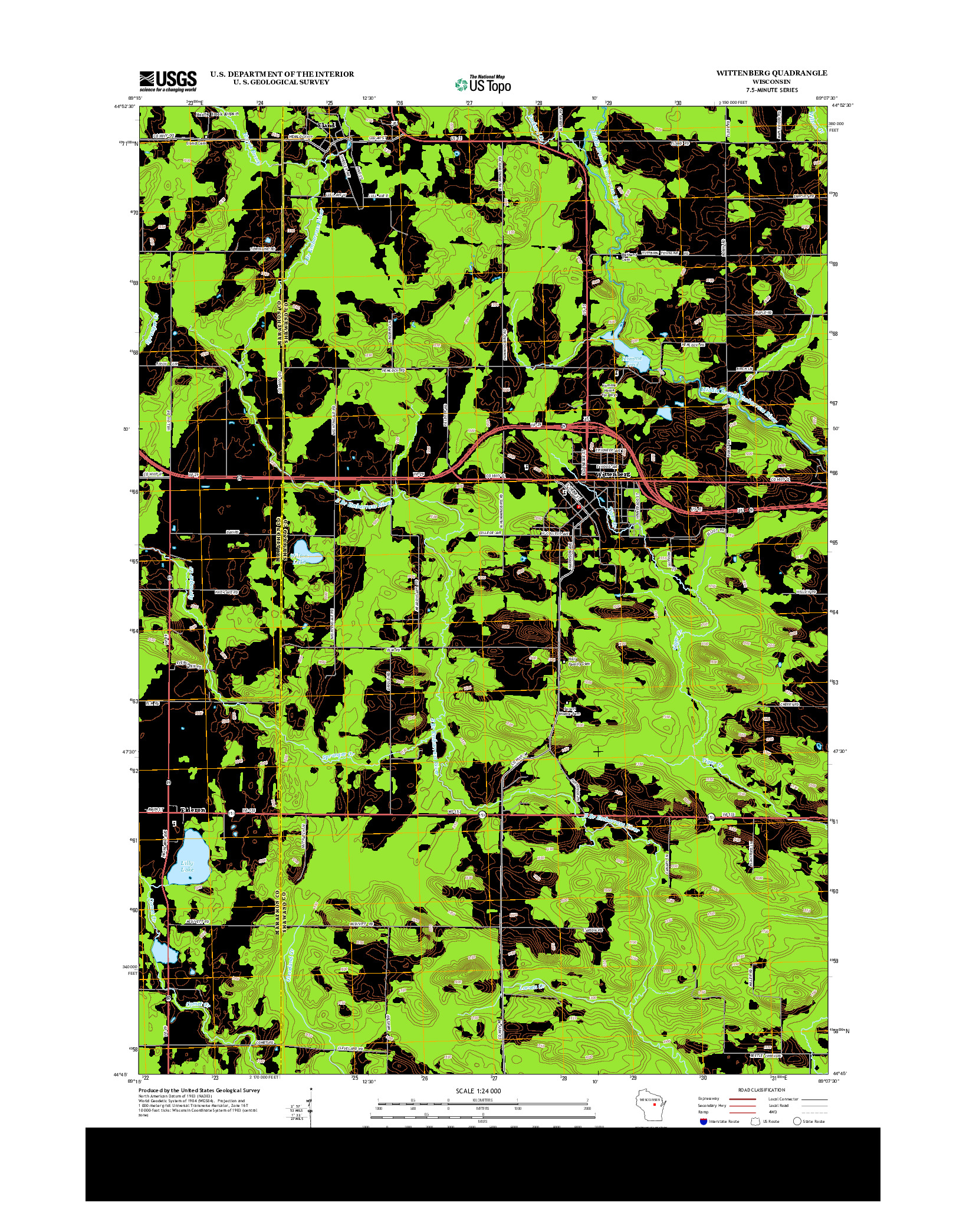 USGS US TOPO 7.5-MINUTE MAP FOR WITTENBERG, WI 2013