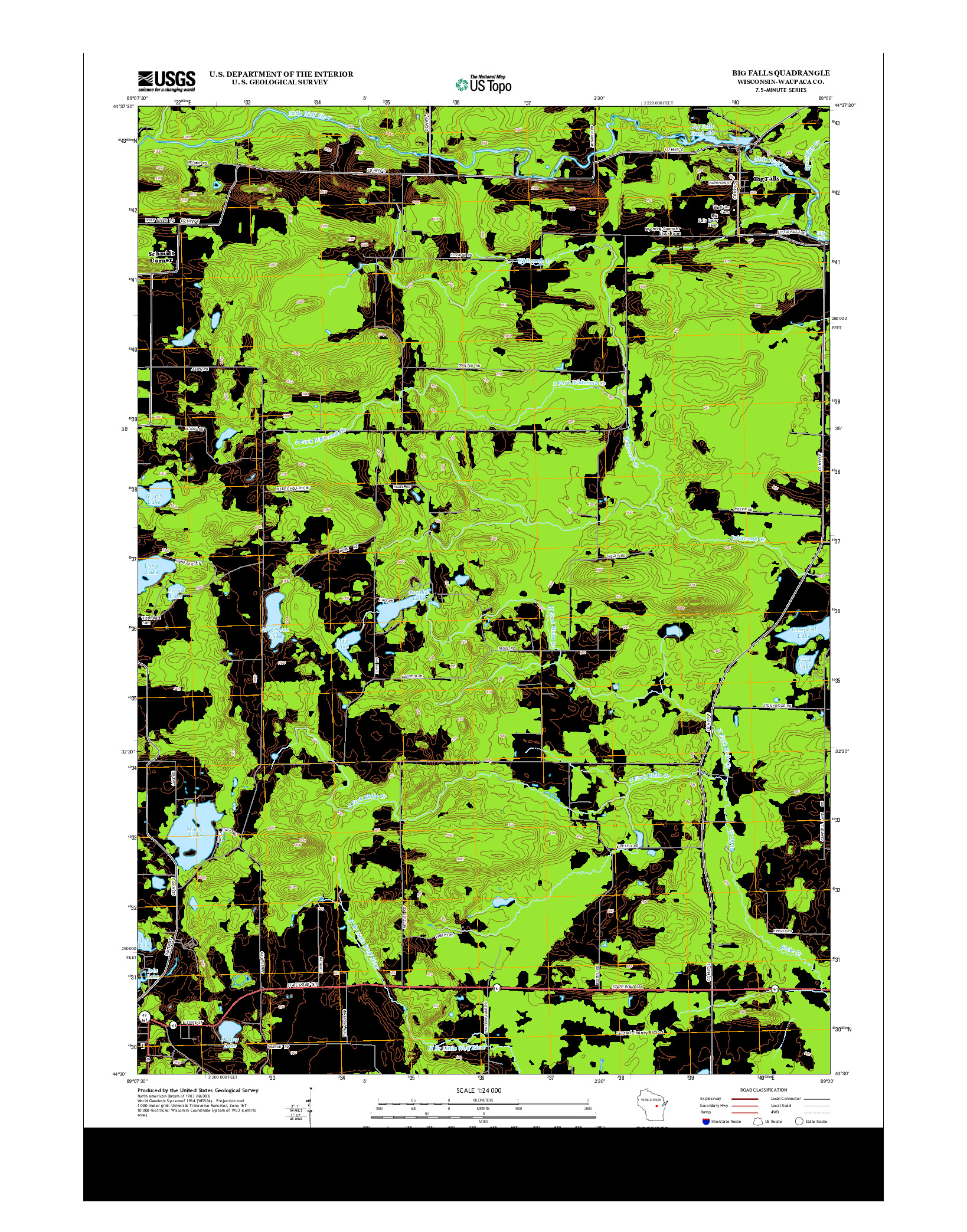USGS US TOPO 7.5-MINUTE MAP FOR BIG FALLS, WI 2013