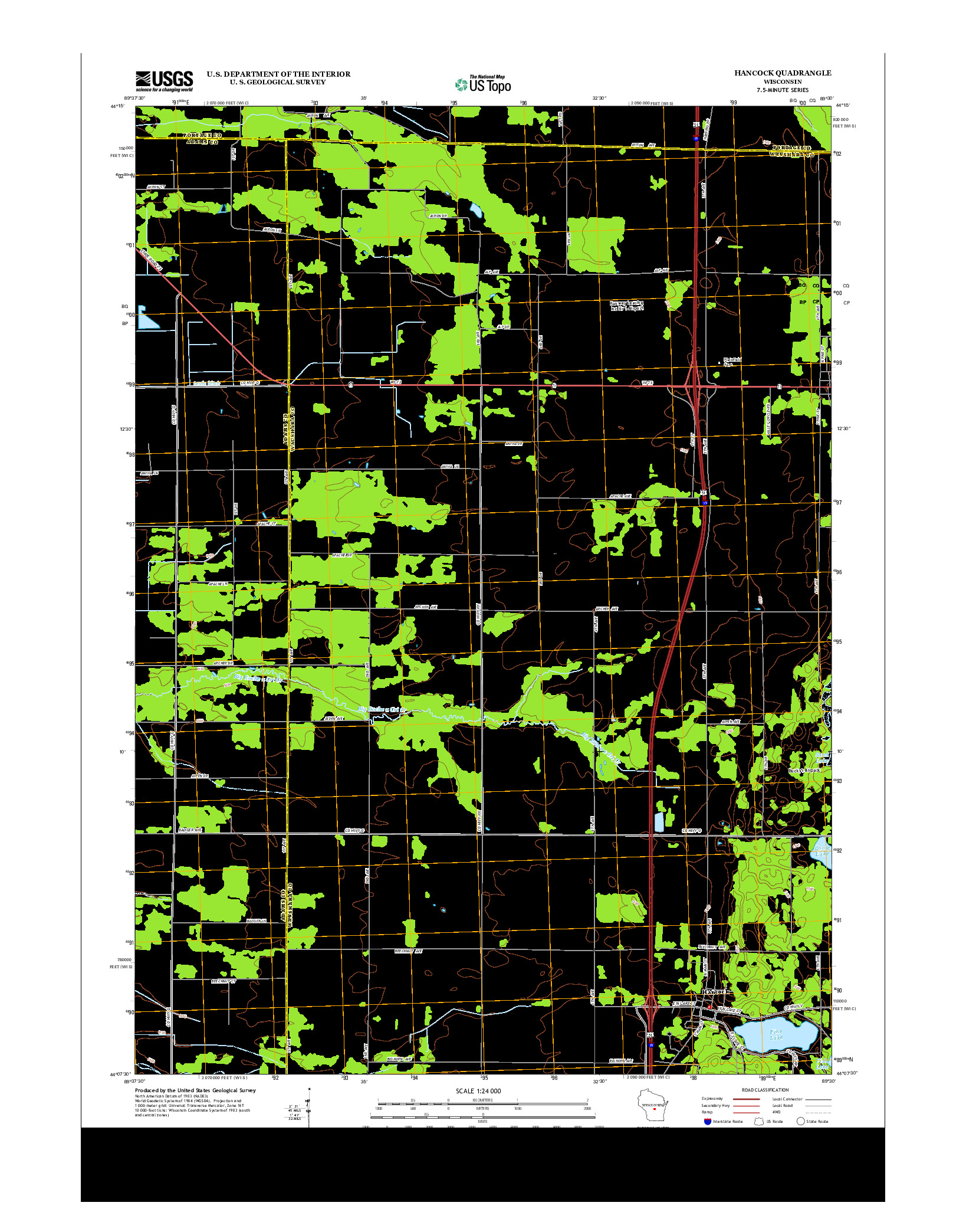 USGS US TOPO 7.5-MINUTE MAP FOR HANCOCK, WI 2013