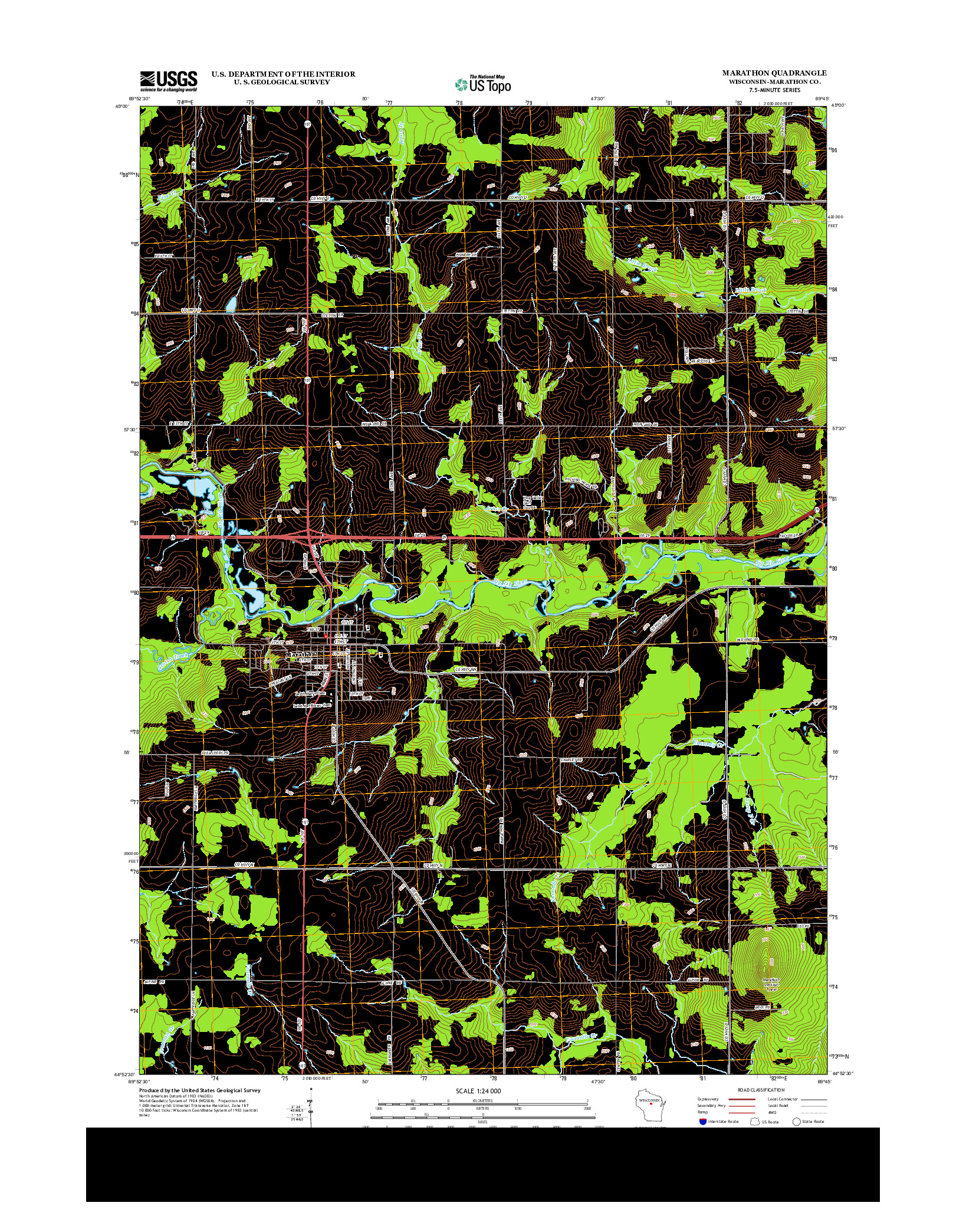 USGS US TOPO 7.5-MINUTE MAP FOR MARATHON, WI 2013