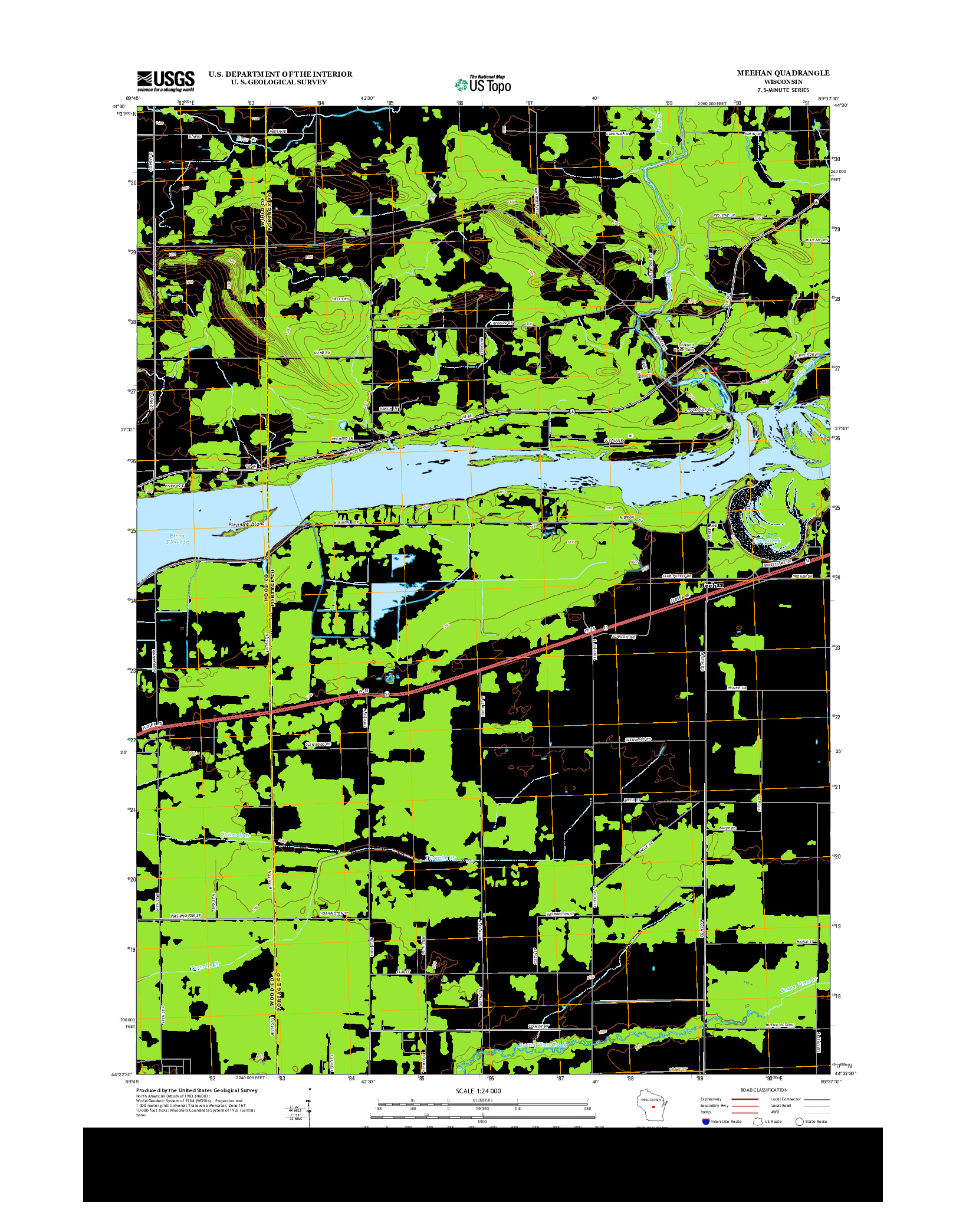 USGS US TOPO 7.5-MINUTE MAP FOR MEEHAN, WI 2013