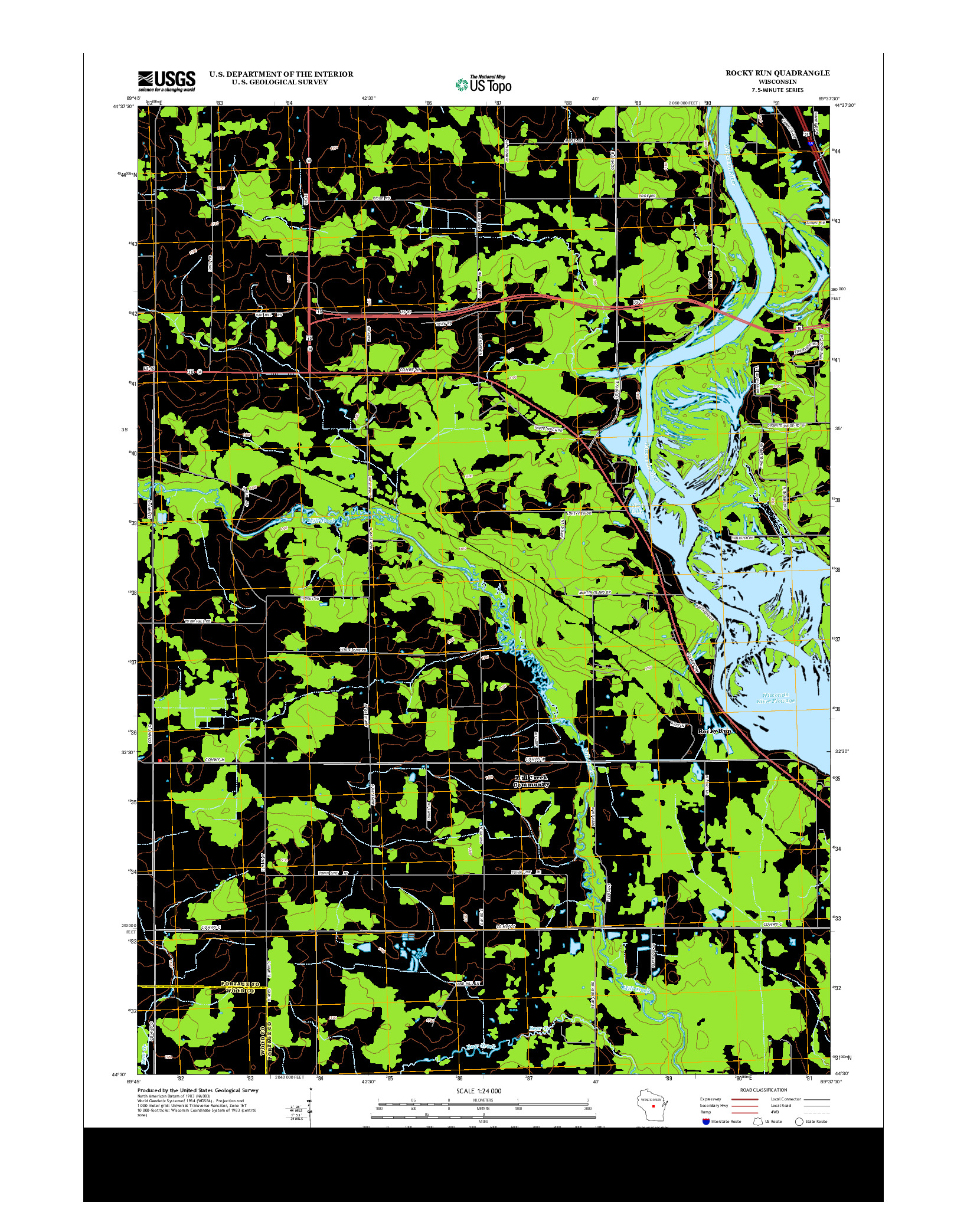 USGS US TOPO 7.5-MINUTE MAP FOR ROCKY RUN, WI 2013