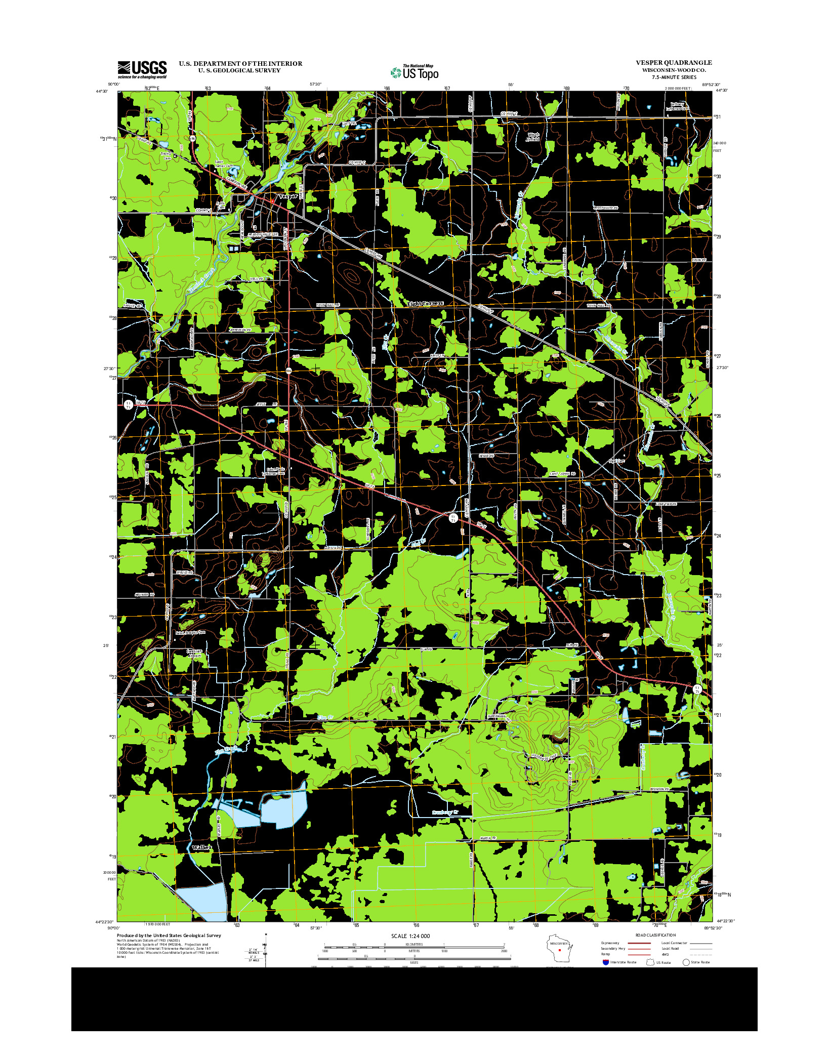 USGS US TOPO 7.5-MINUTE MAP FOR VESPER, WI 2013