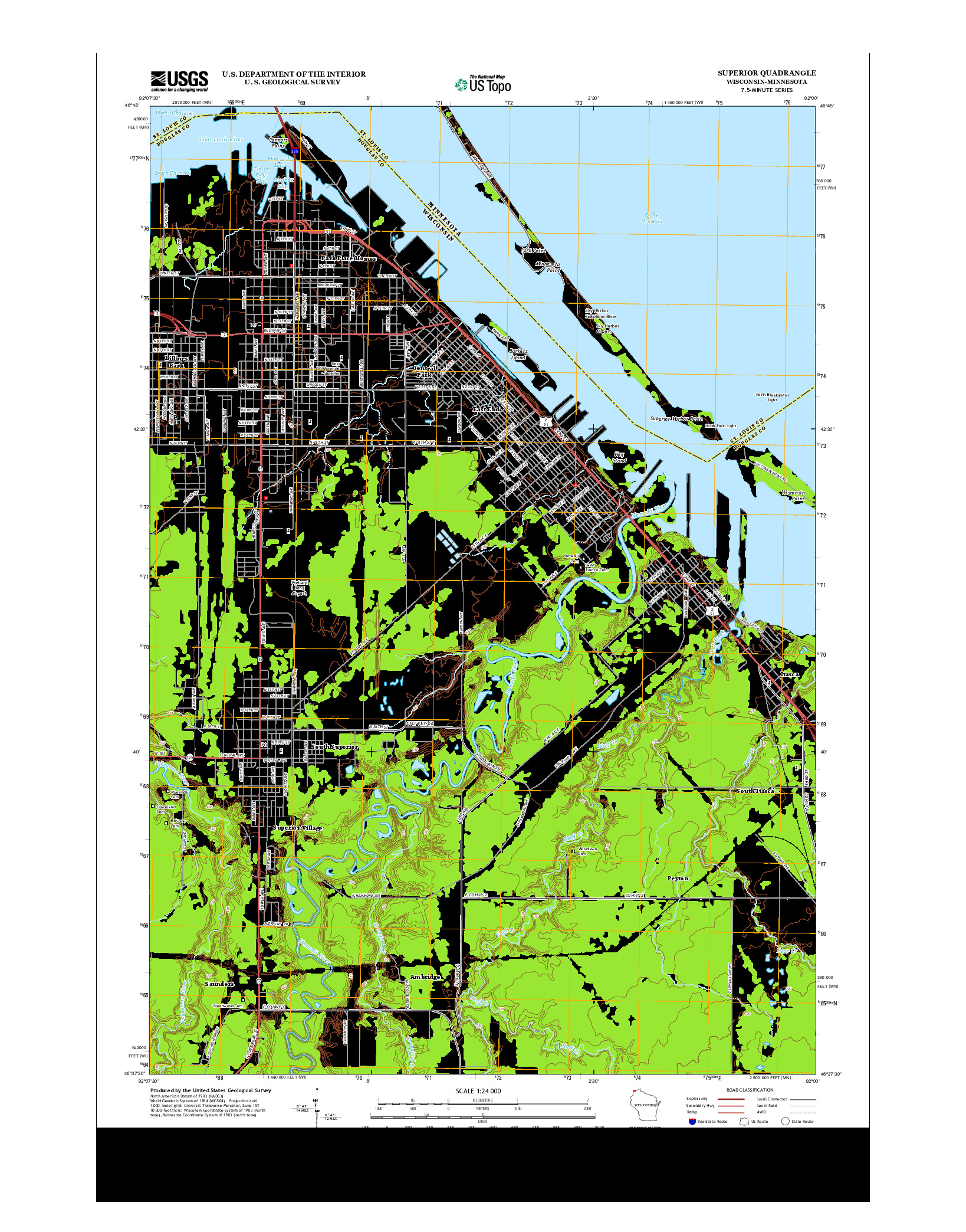 USGS US TOPO 7.5-MINUTE MAP FOR SUPERIOR, WI-MN 2013