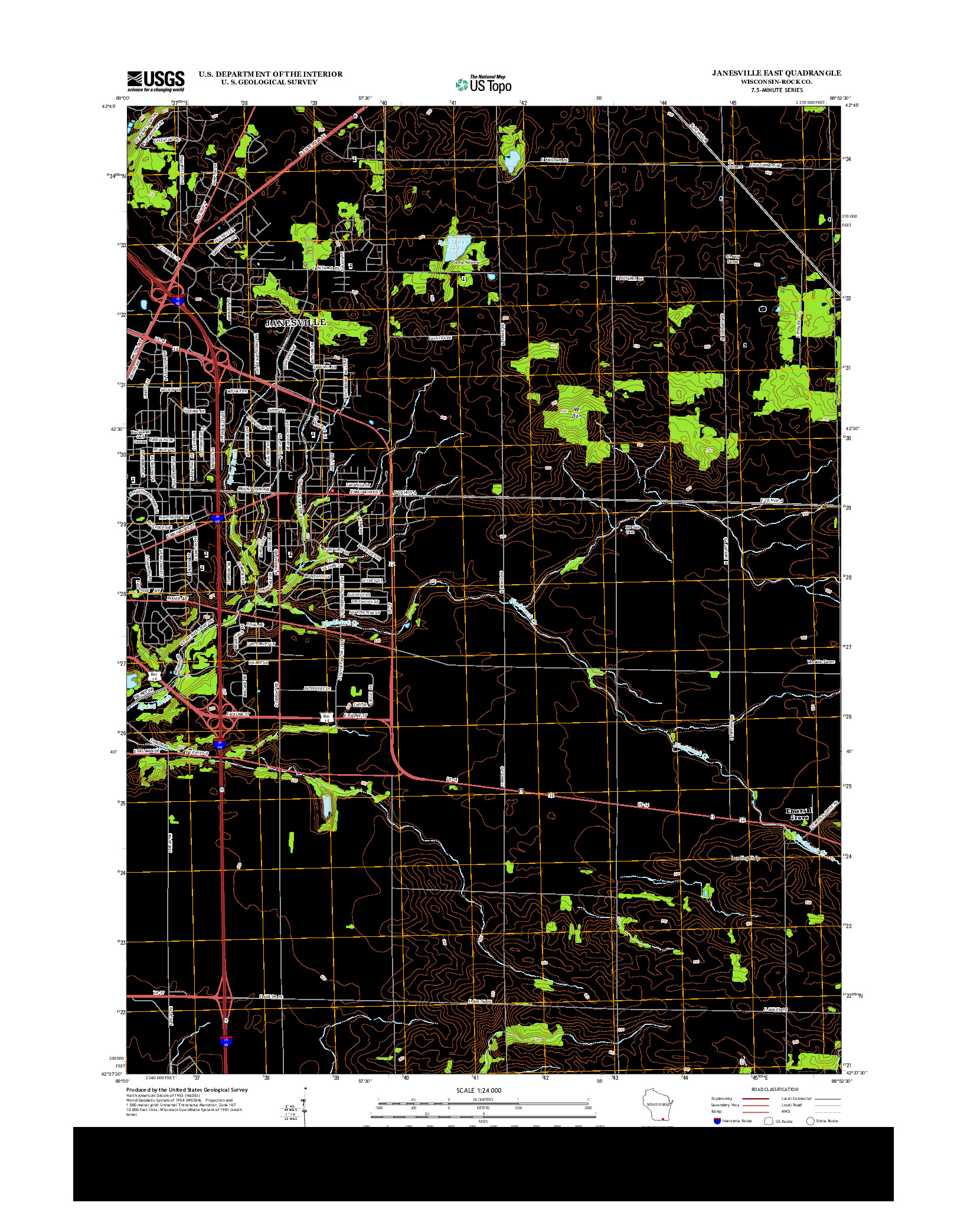 USGS US TOPO 7.5-MINUTE MAP FOR JANESVILLE EAST, WI 2013