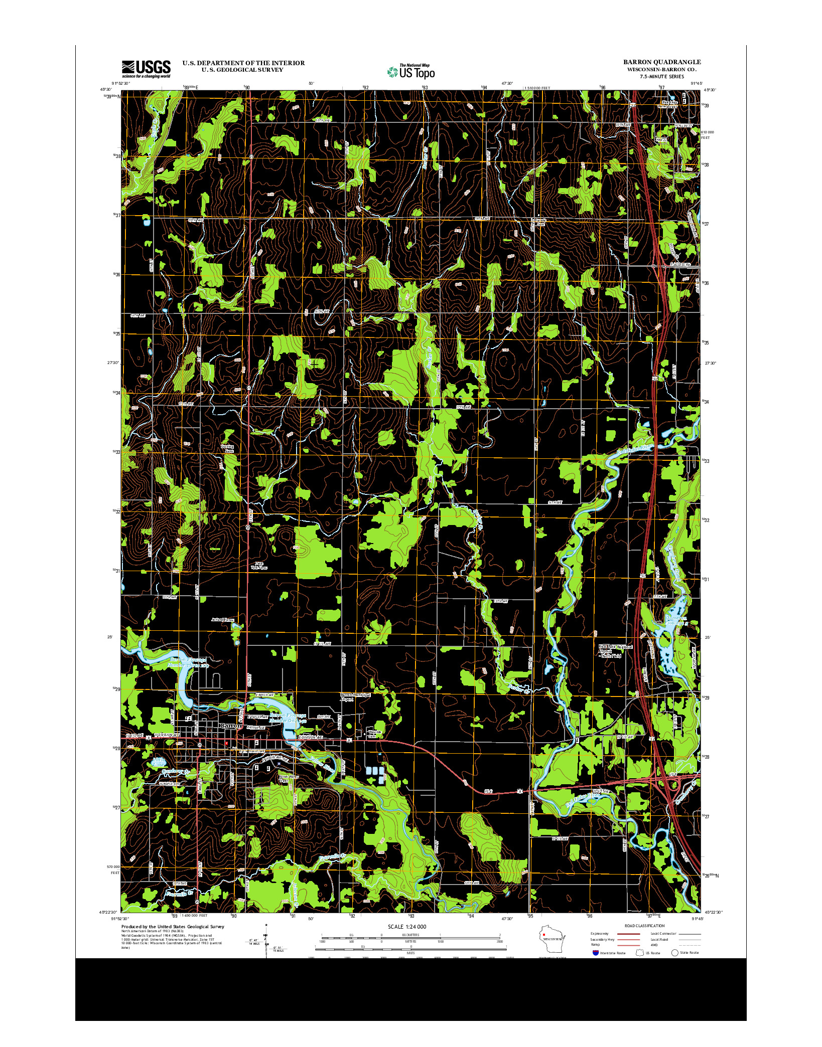 USGS US TOPO 7.5-MINUTE MAP FOR BARRON, WI 2013