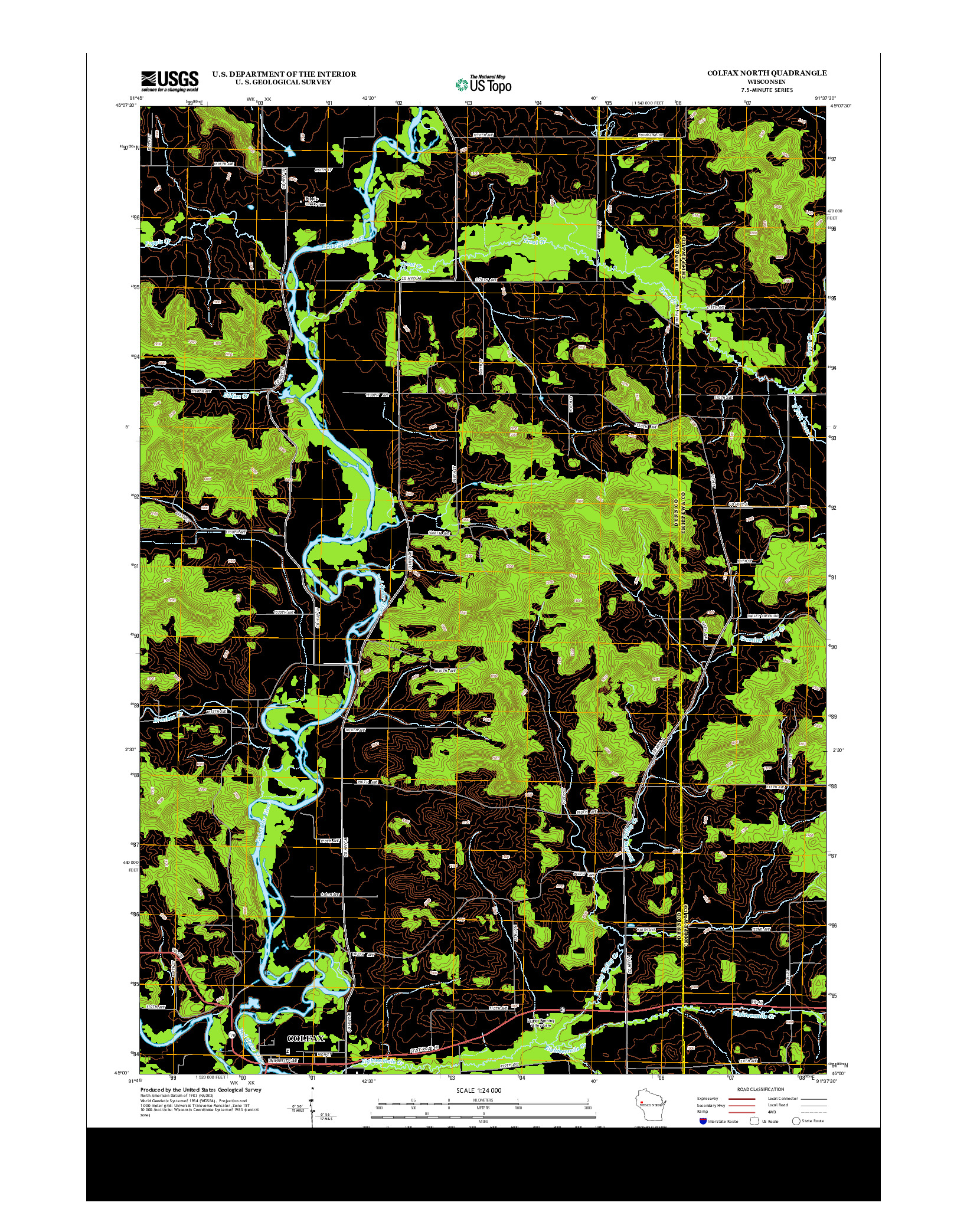 USGS US TOPO 7.5-MINUTE MAP FOR COLFAX NORTH, WI 2013