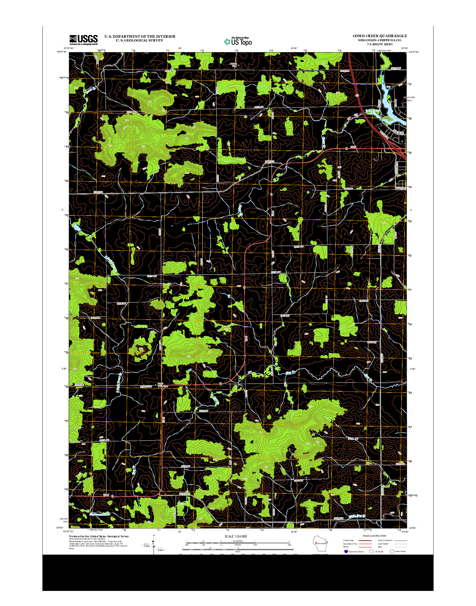 USGS US TOPO 7.5-MINUTE MAP FOR COMO CREEK, WI 2013