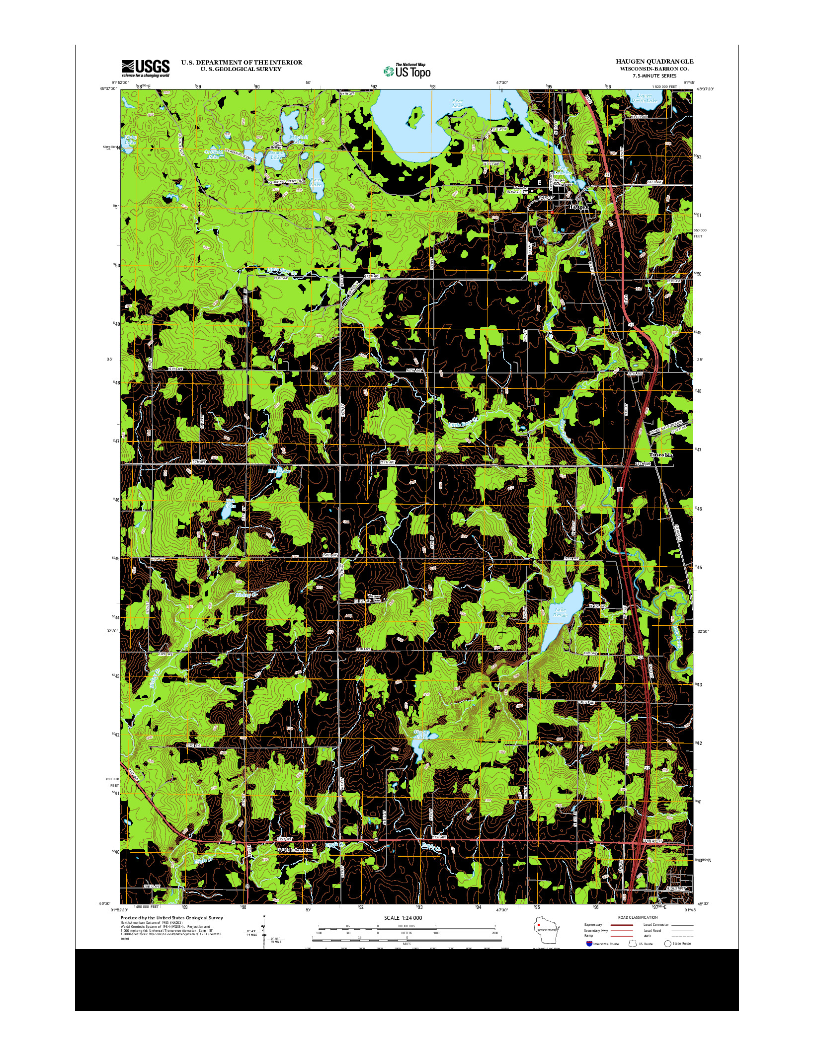 USGS US TOPO 7.5-MINUTE MAP FOR HAUGEN, WI 2013