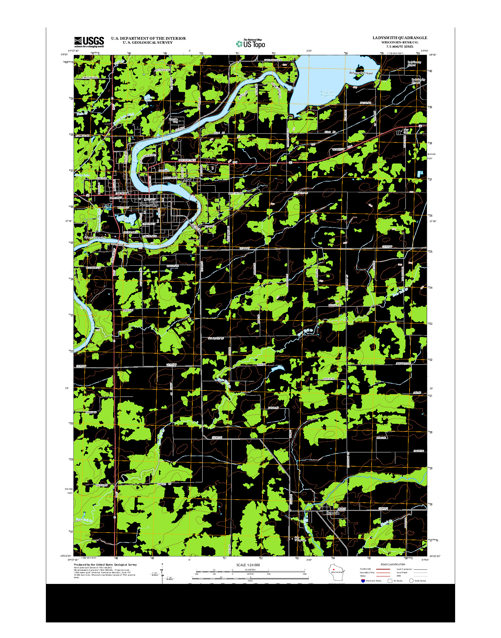 USGS US TOPO 7.5-MINUTE MAP FOR LADYSMITH, WI 2013