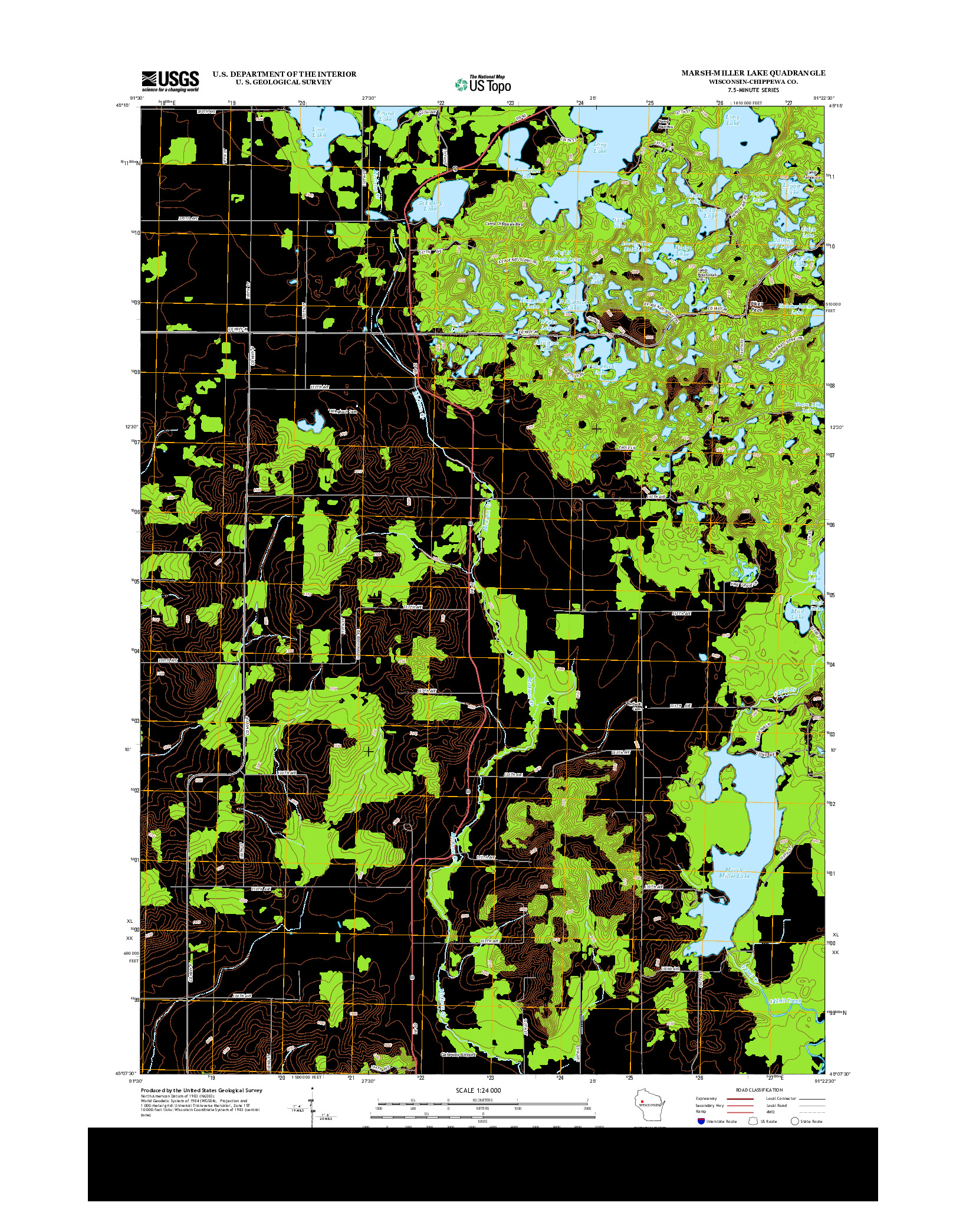 USGS US TOPO 7.5-MINUTE MAP FOR MARSH-MILLER LAKE, WI 2013