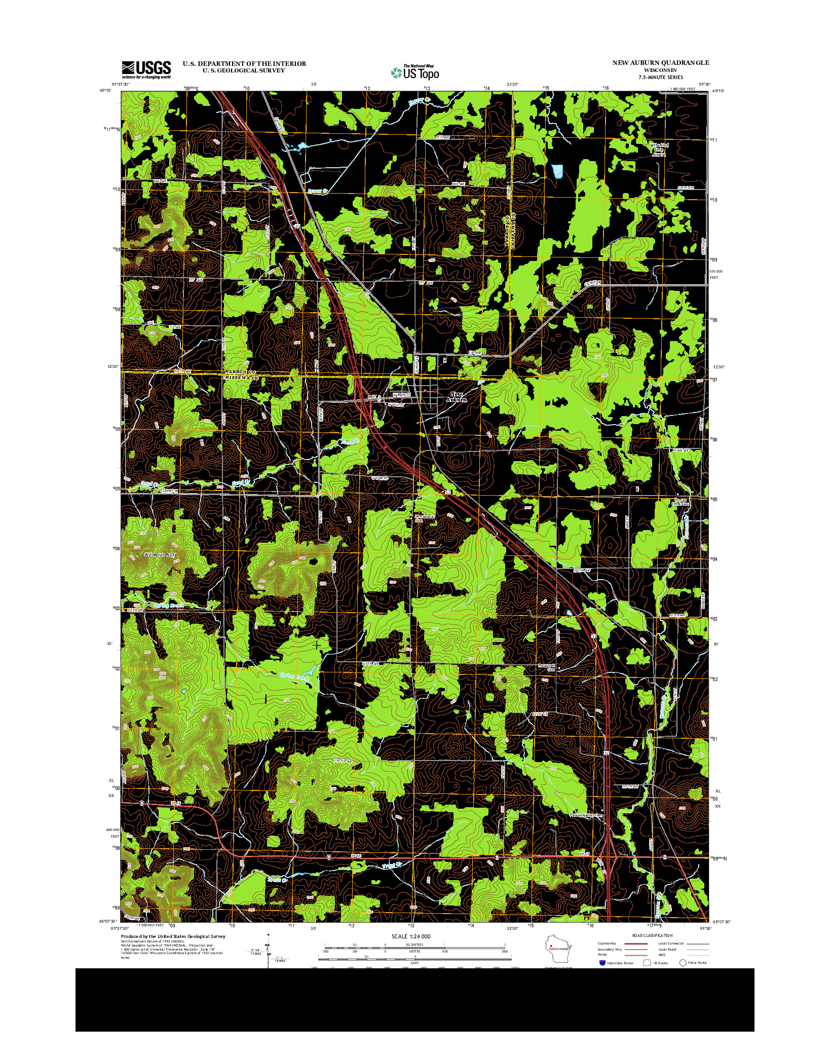 USGS US TOPO 7.5-MINUTE MAP FOR NEW AUBURN, WI 2013