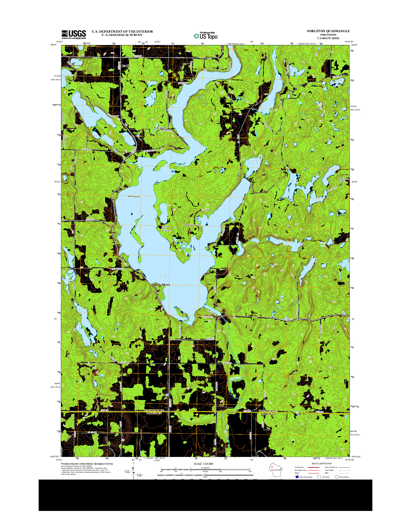 USGS US TOPO 7.5-MINUTE MAP FOR NOBLETON, WI 2013