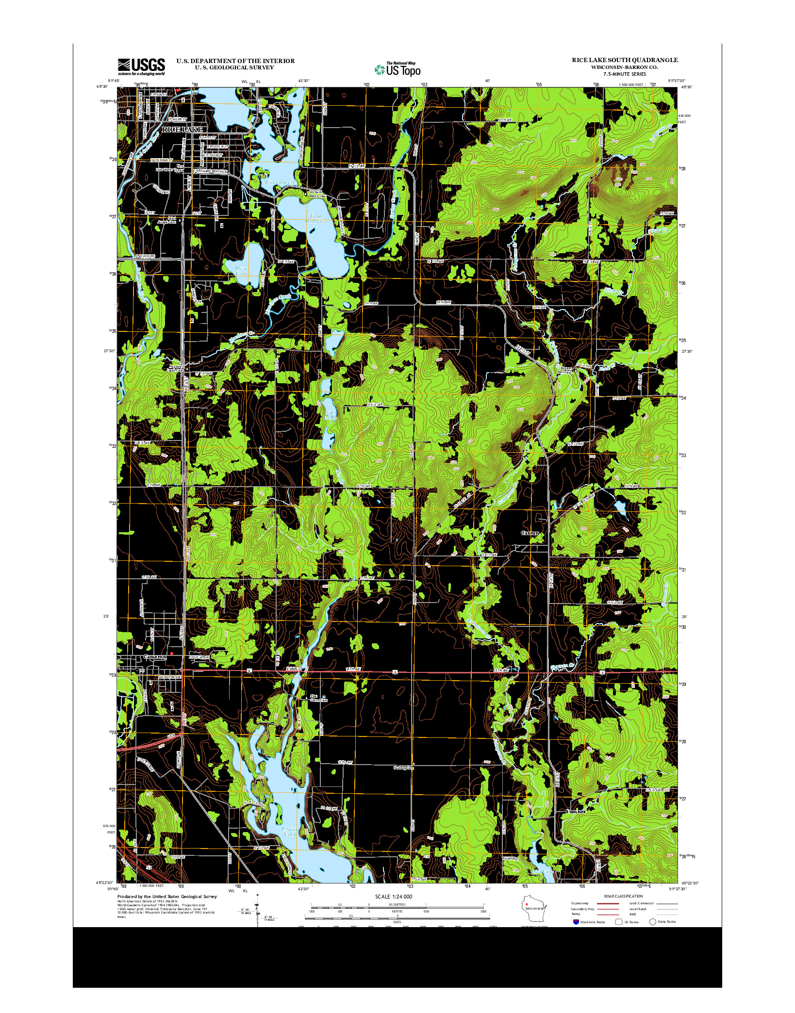 USGS US TOPO 7.5-MINUTE MAP FOR RICE LAKE SOUTH, WI 2013