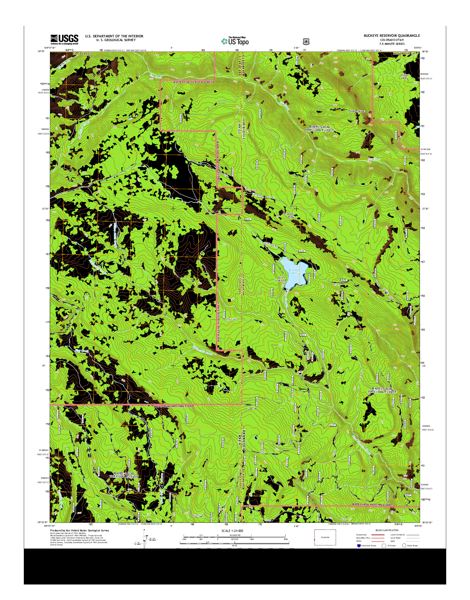 USGS US TOPO 7.5-MINUTE MAP FOR BUCKEYE RESERVOIR, CO-UT 2013