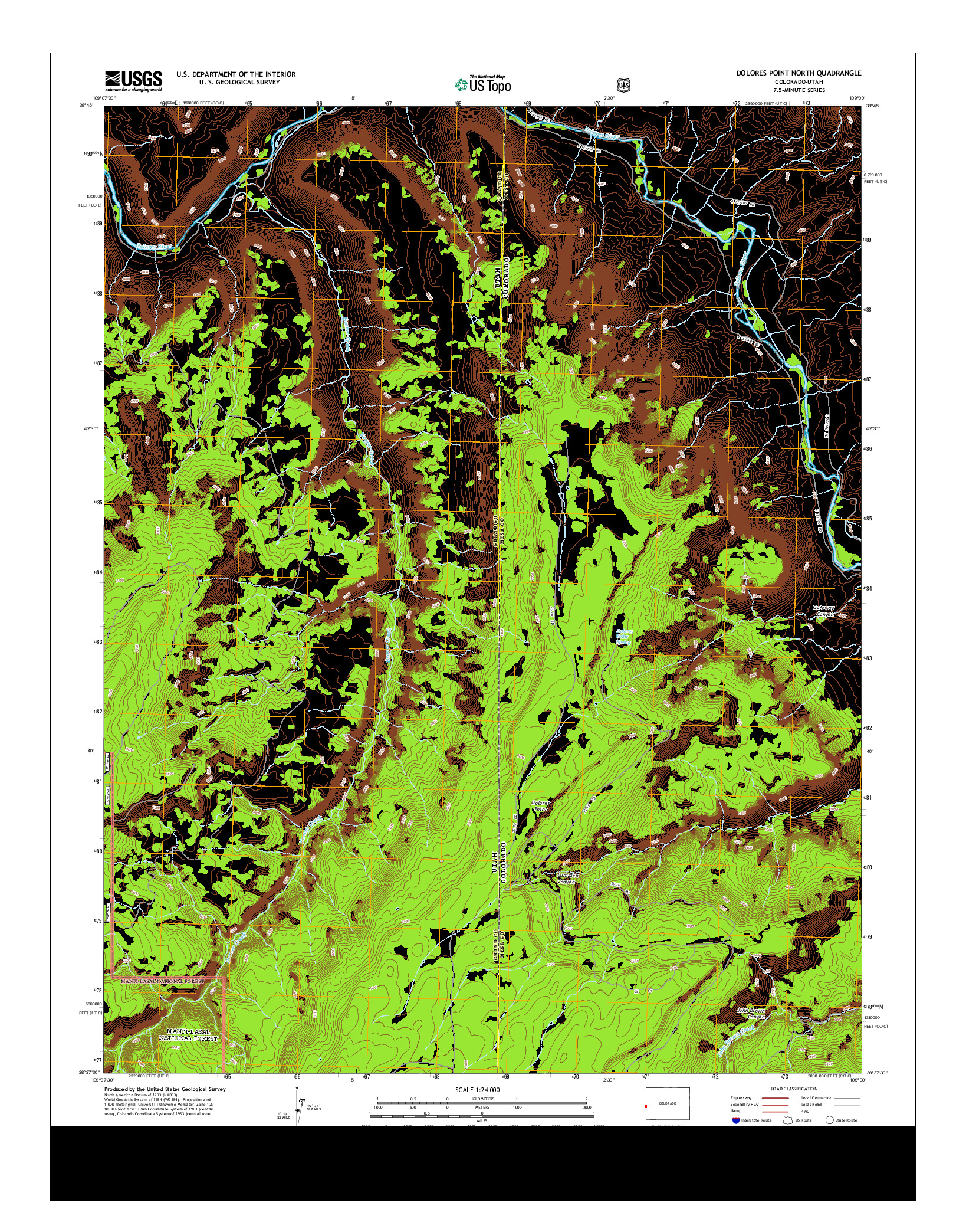 USGS US TOPO 7.5-MINUTE MAP FOR DOLORES POINT NORTH, CO-UT 2013
