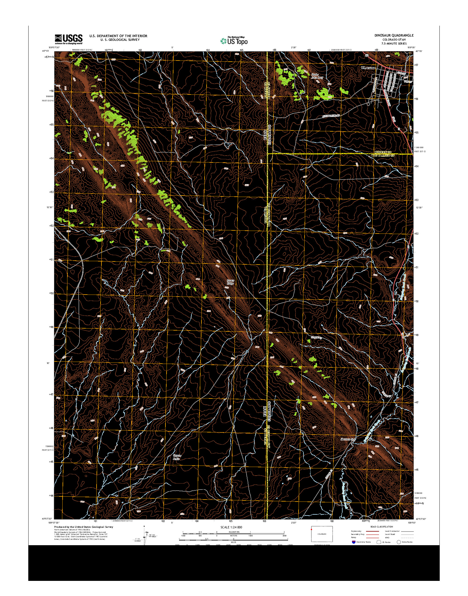 USGS US TOPO 7.5-MINUTE MAP FOR DINOSAUR, CO-UT 2013