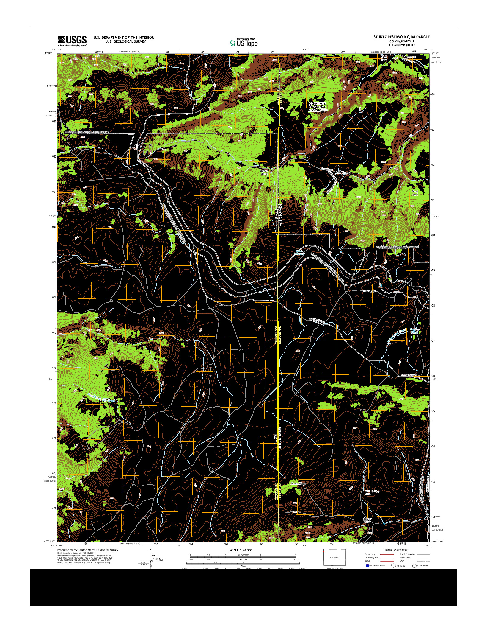 USGS US TOPO 7.5-MINUTE MAP FOR STUNTZ RESERVOIR, CO-UT 2013
