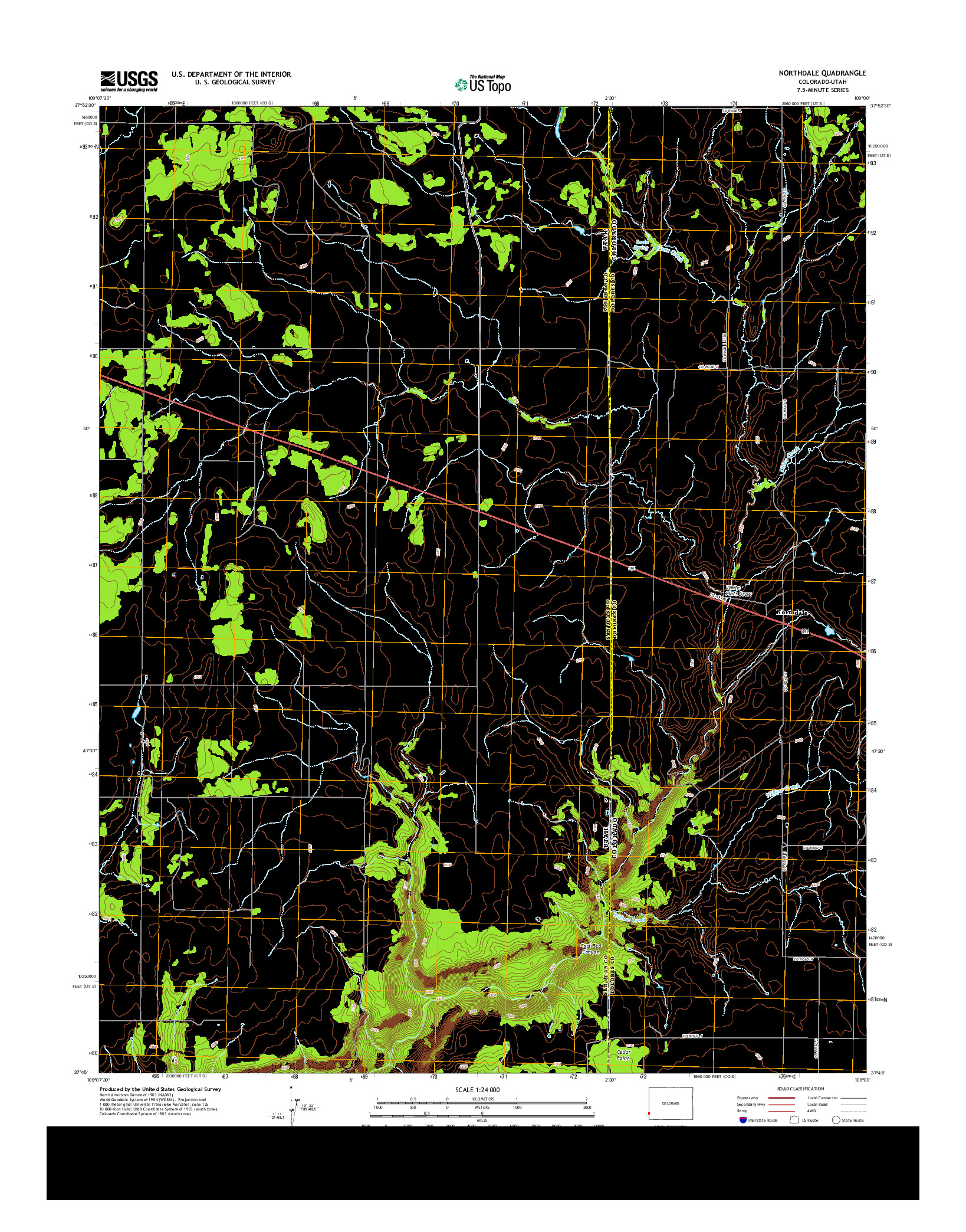 USGS US TOPO 7.5-MINUTE MAP FOR NORTHDALE, CO-UT 2013