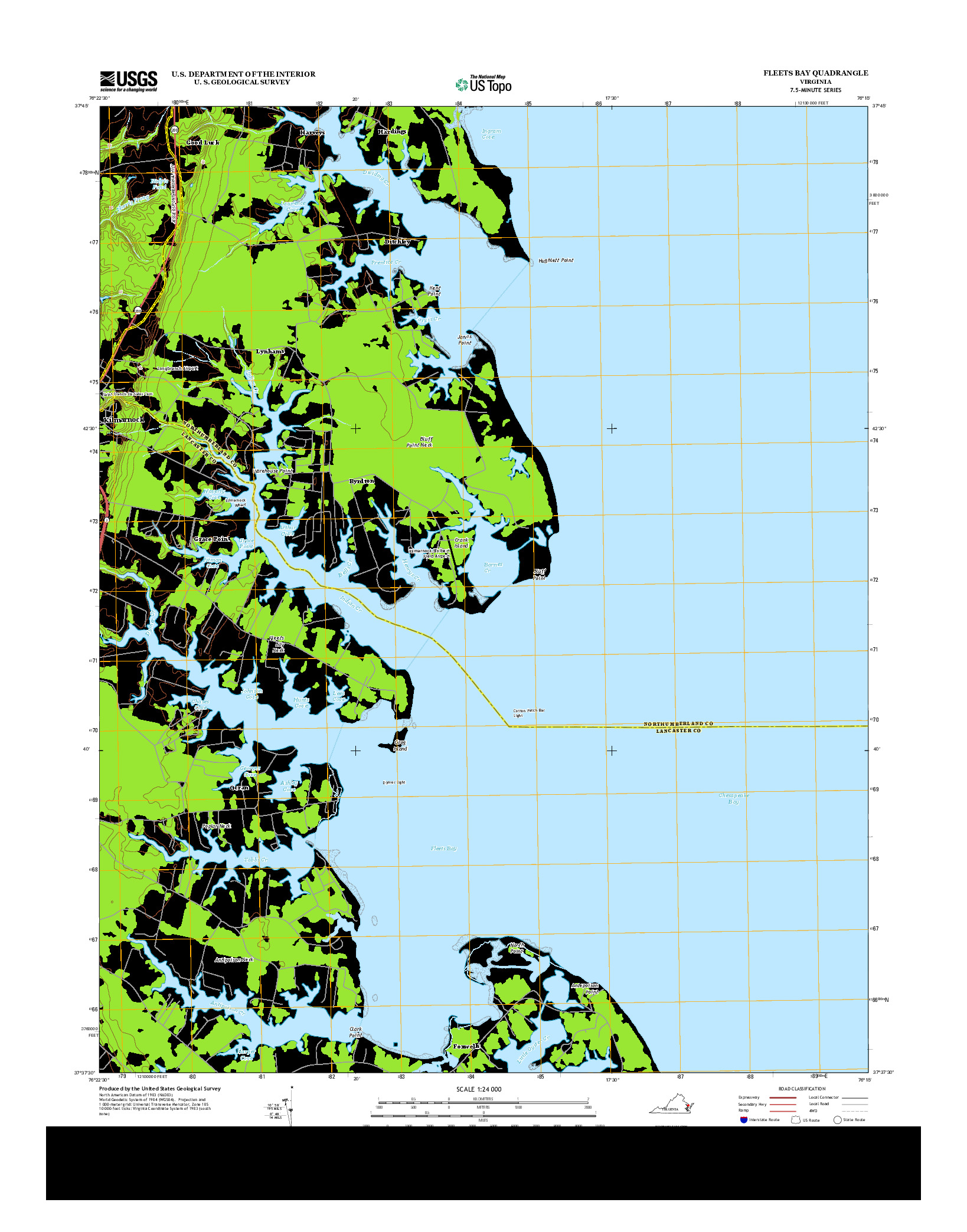 USGS US TOPO 7.5-MINUTE MAP FOR FLEETS BAY, VA 2013