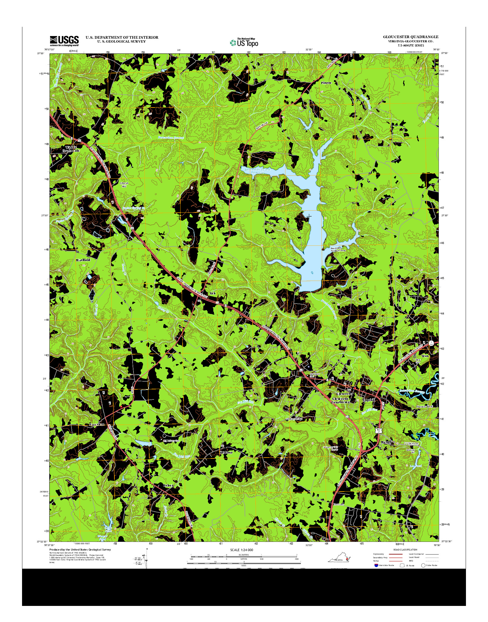 USGS US TOPO 7.5-MINUTE MAP FOR GLOUCESTER, VA 2013