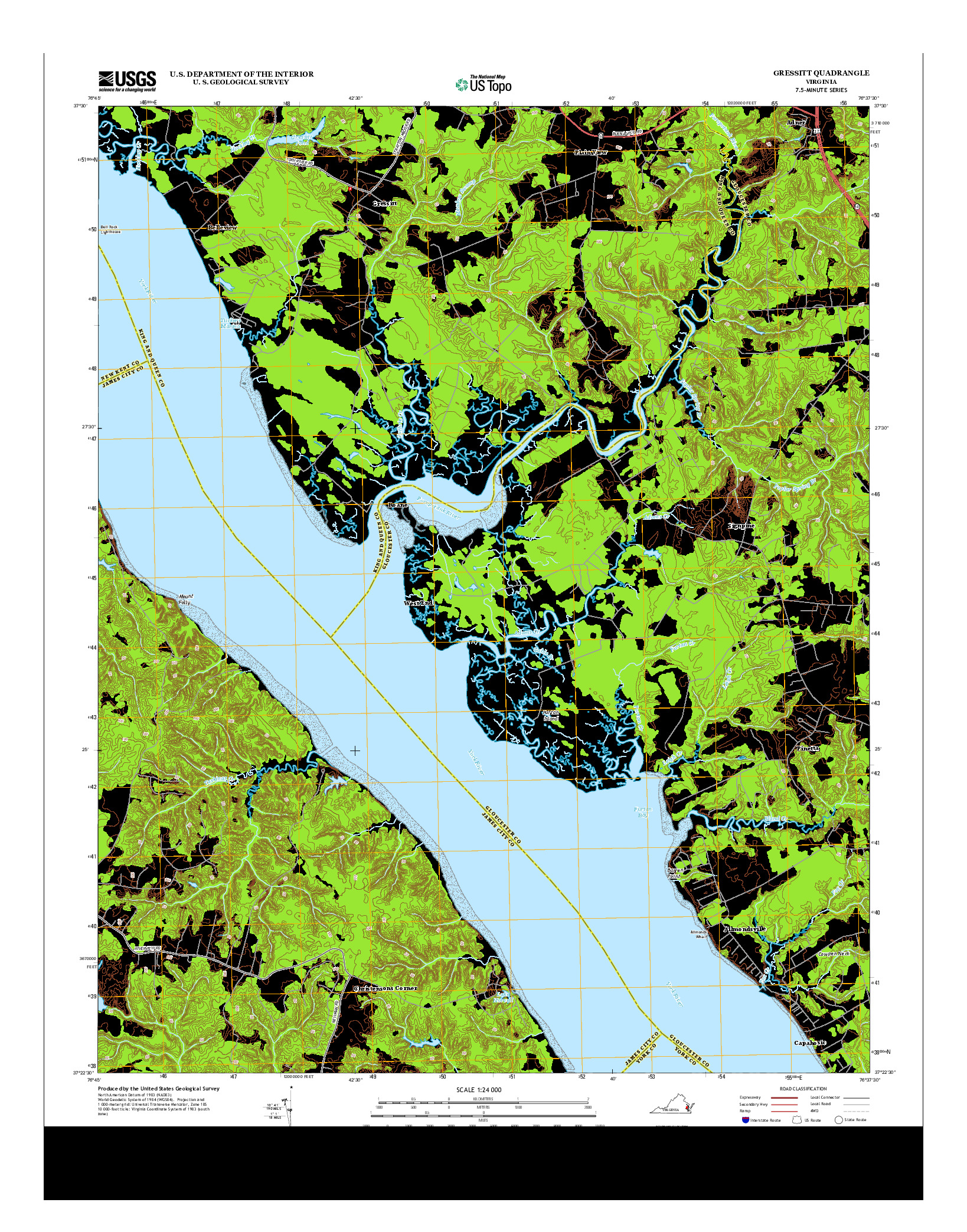 USGS US TOPO 7.5-MINUTE MAP FOR GRESSITT, VA 2013