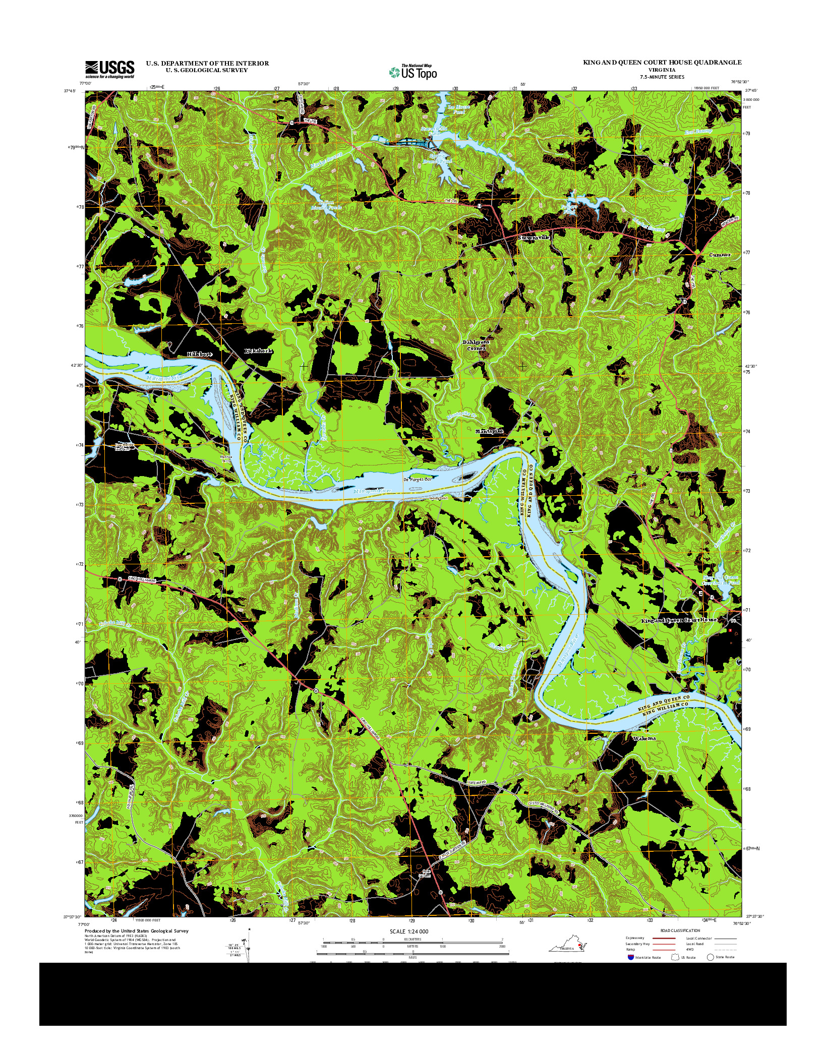 USGS US TOPO 7.5-MINUTE MAP FOR KING AND QUEEN COURT HOUSE, VA 2013