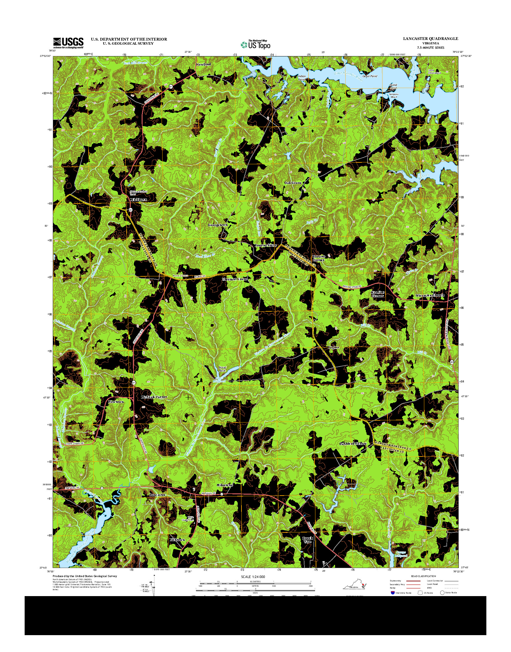 USGS US TOPO 7.5-MINUTE MAP FOR LANCASTER, VA 2013