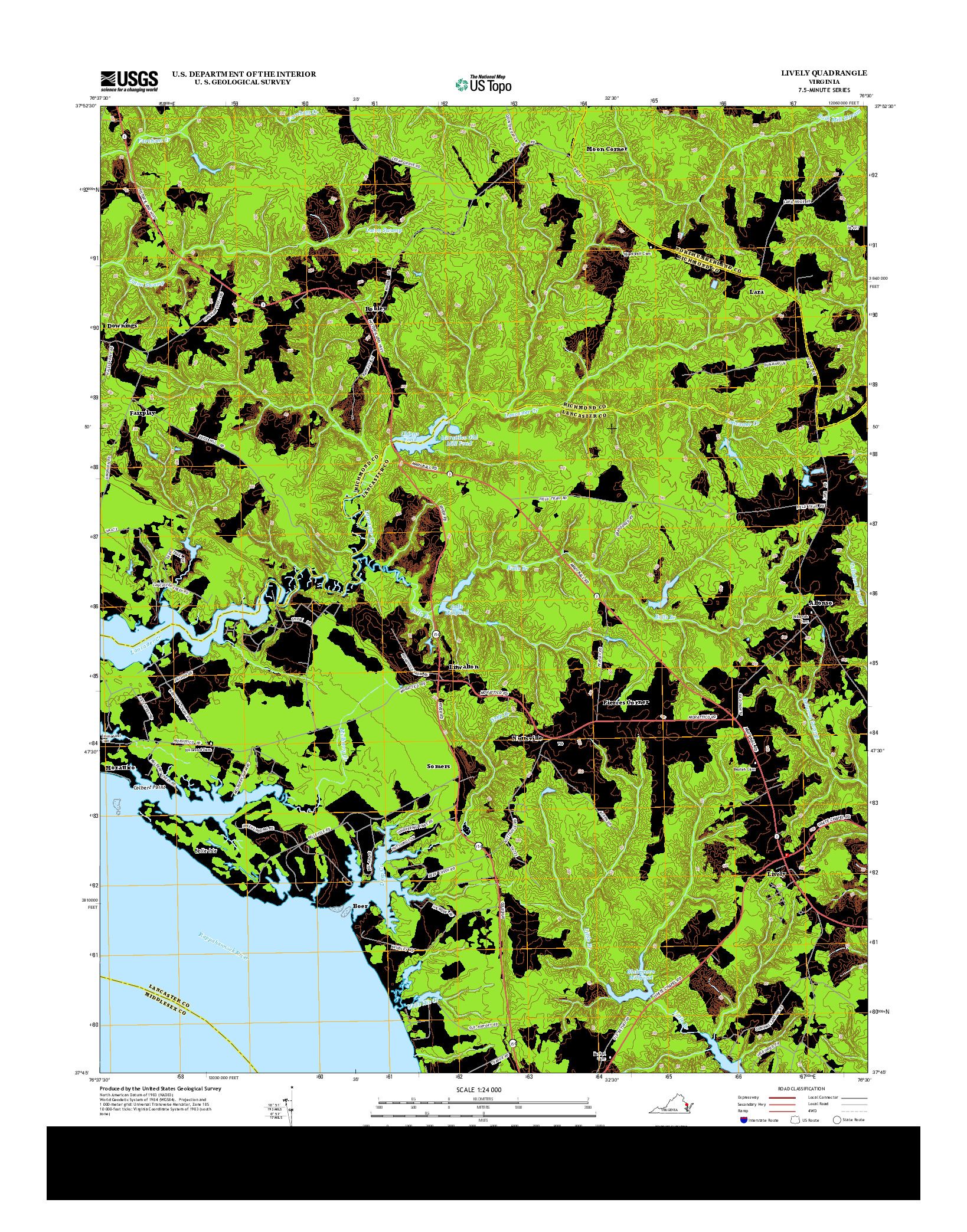 USGS US TOPO 7.5-MINUTE MAP FOR LIVELY, VA 2013