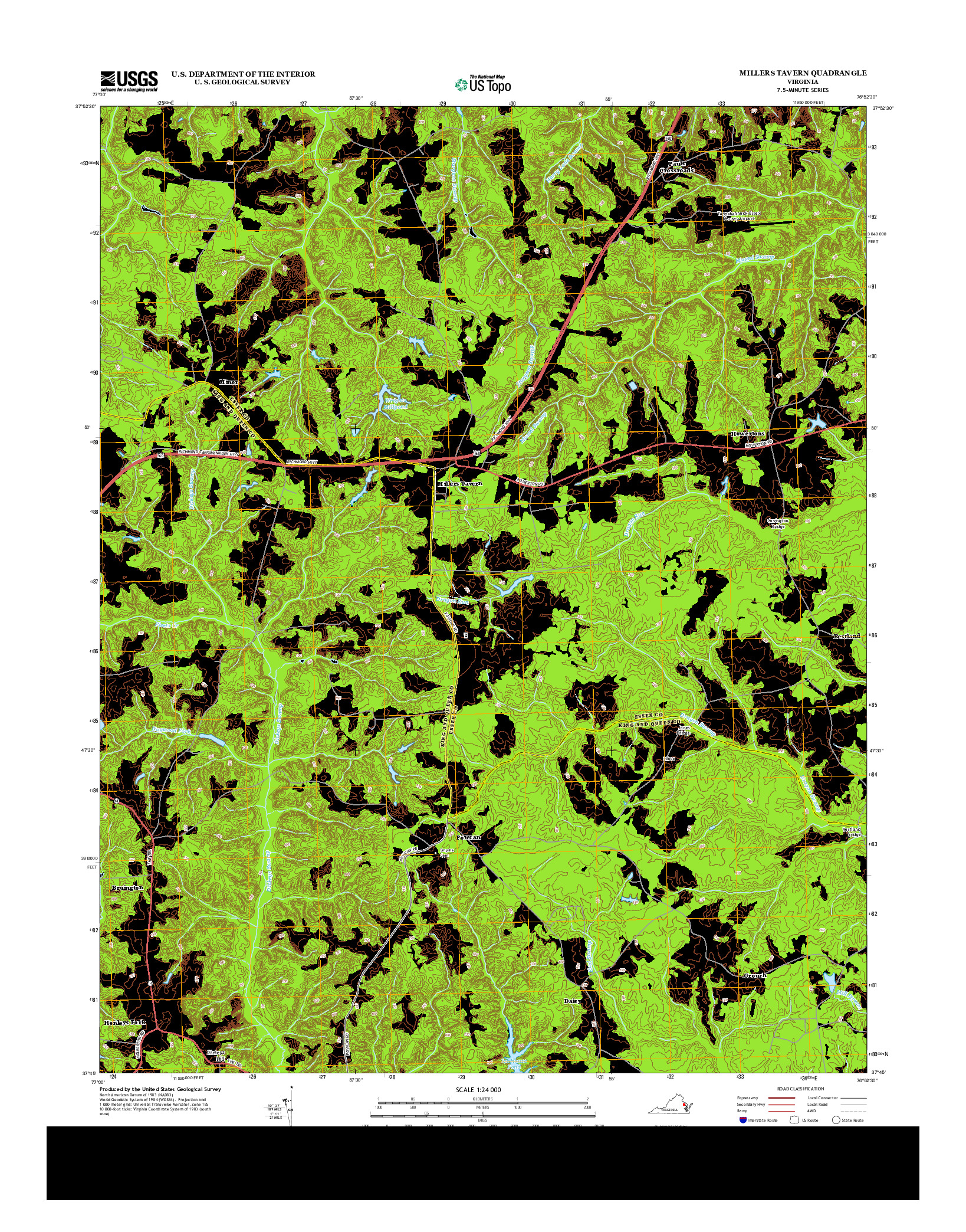 USGS US TOPO 7.5-MINUTE MAP FOR MILLERS TAVERN, VA 2013