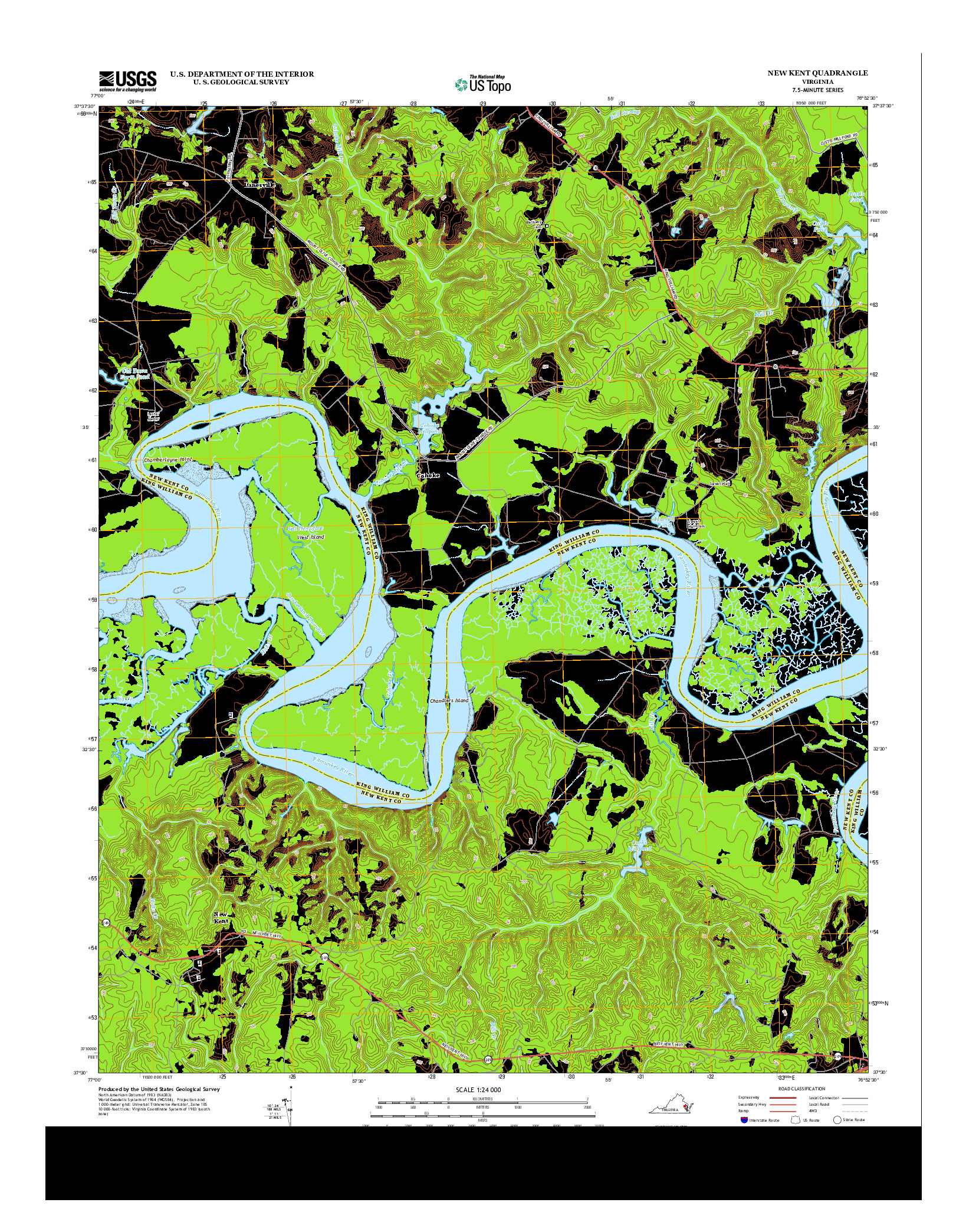 USGS US TOPO 7.5-MINUTE MAP FOR NEW KENT, VA 2013