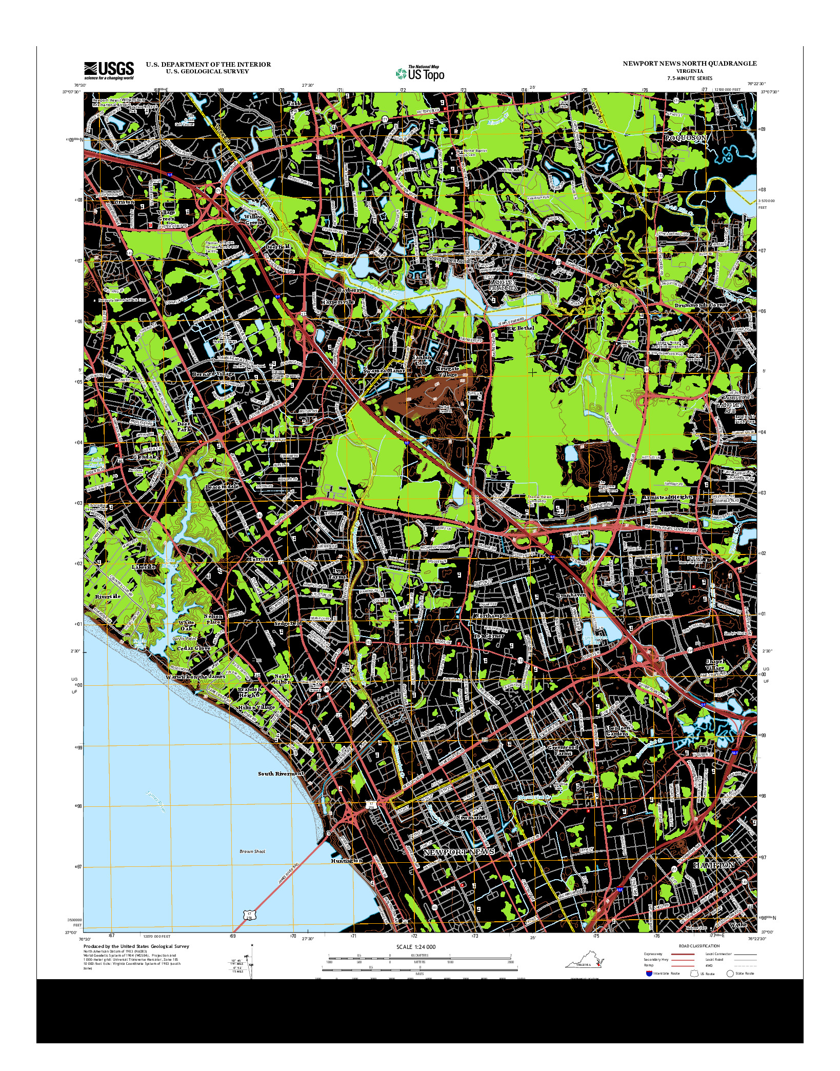 USGS US TOPO 7.5-MINUTE MAP FOR NEWPORT NEWS NORTH, VA 2013