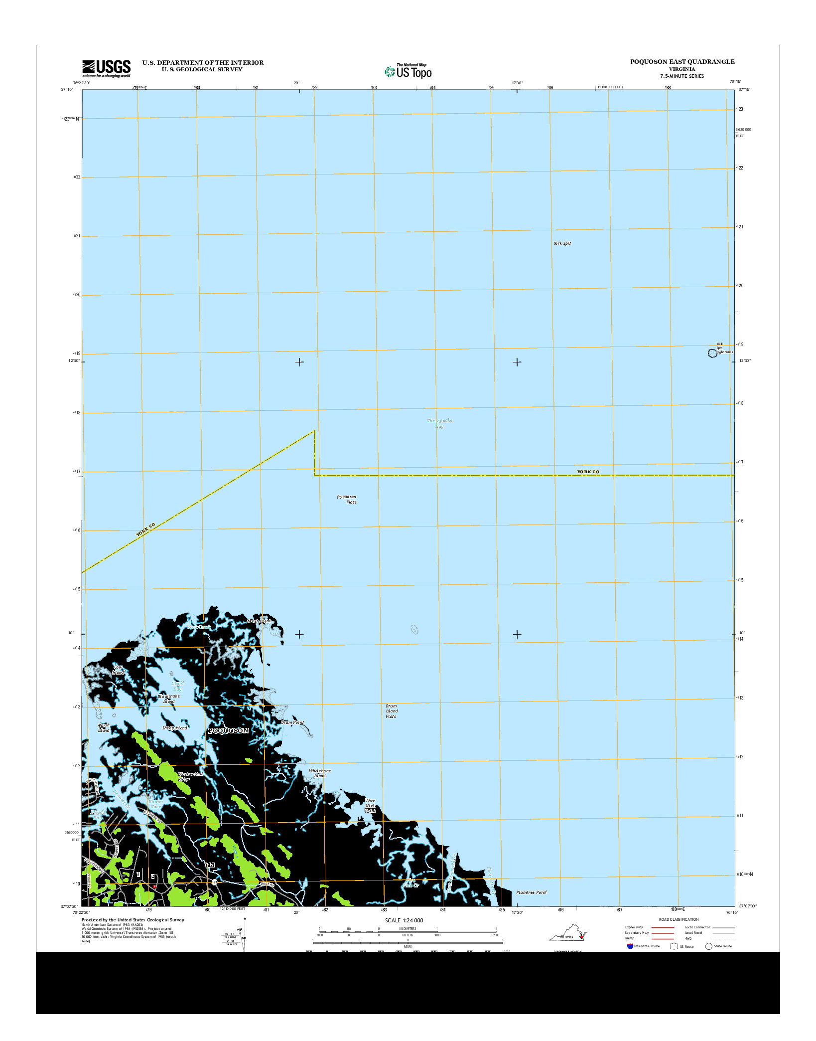 USGS US TOPO 7.5-MINUTE MAP FOR POQUOSON EAST, VA 2013
