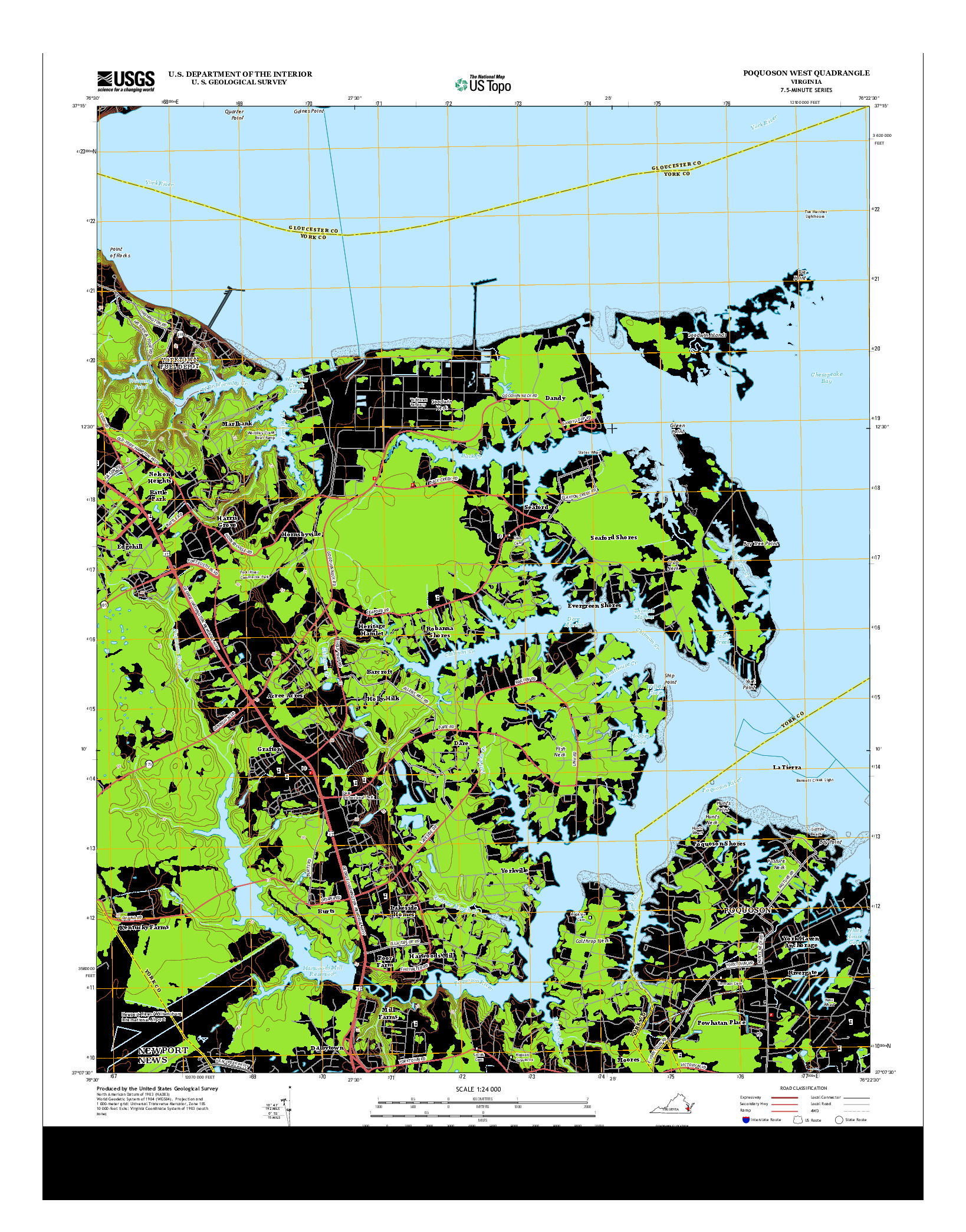 USGS US TOPO 7.5-MINUTE MAP FOR POQUOSON WEST, VA 2013