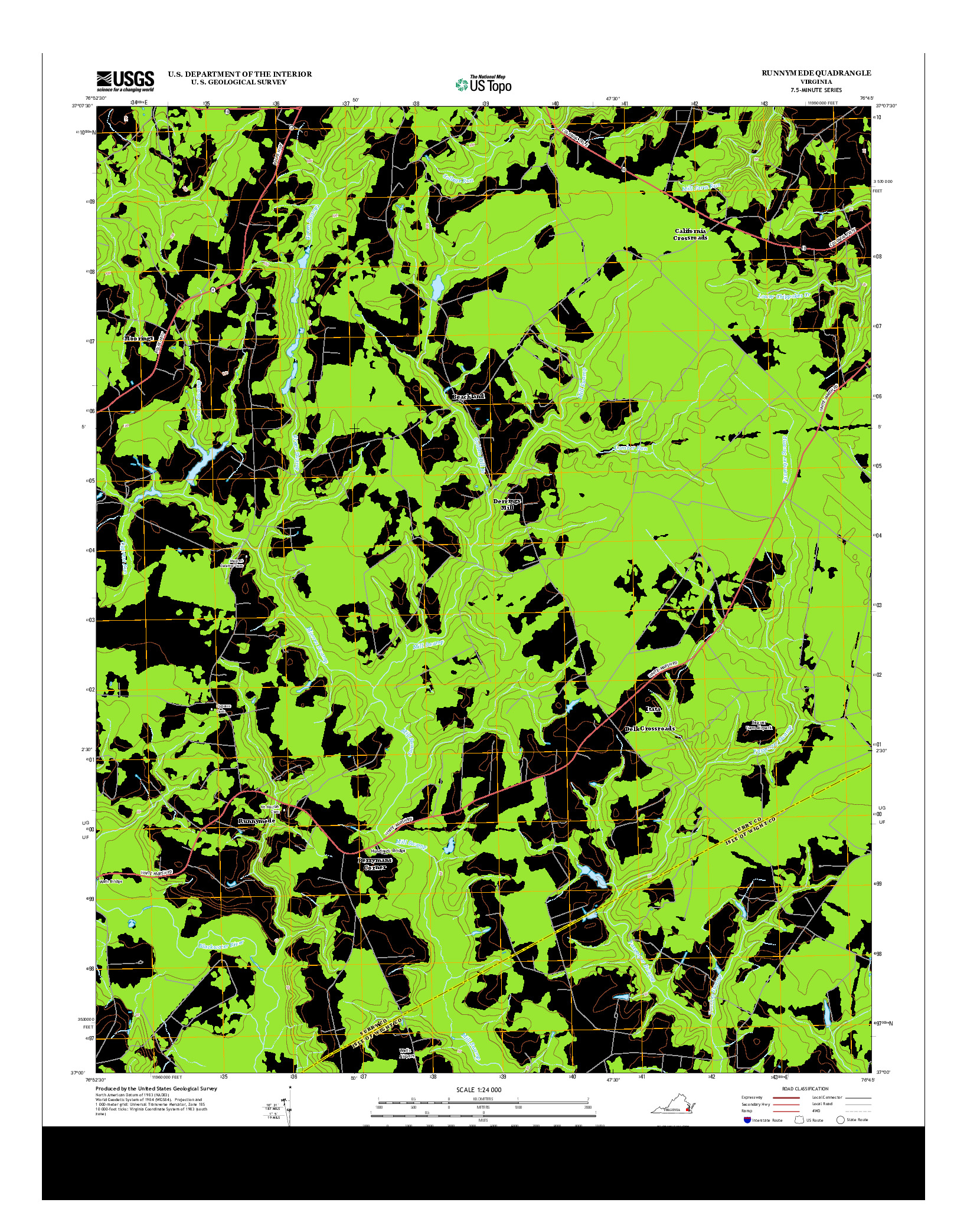 USGS US TOPO 7.5-MINUTE MAP FOR RUNNYMEDE, VA 2013