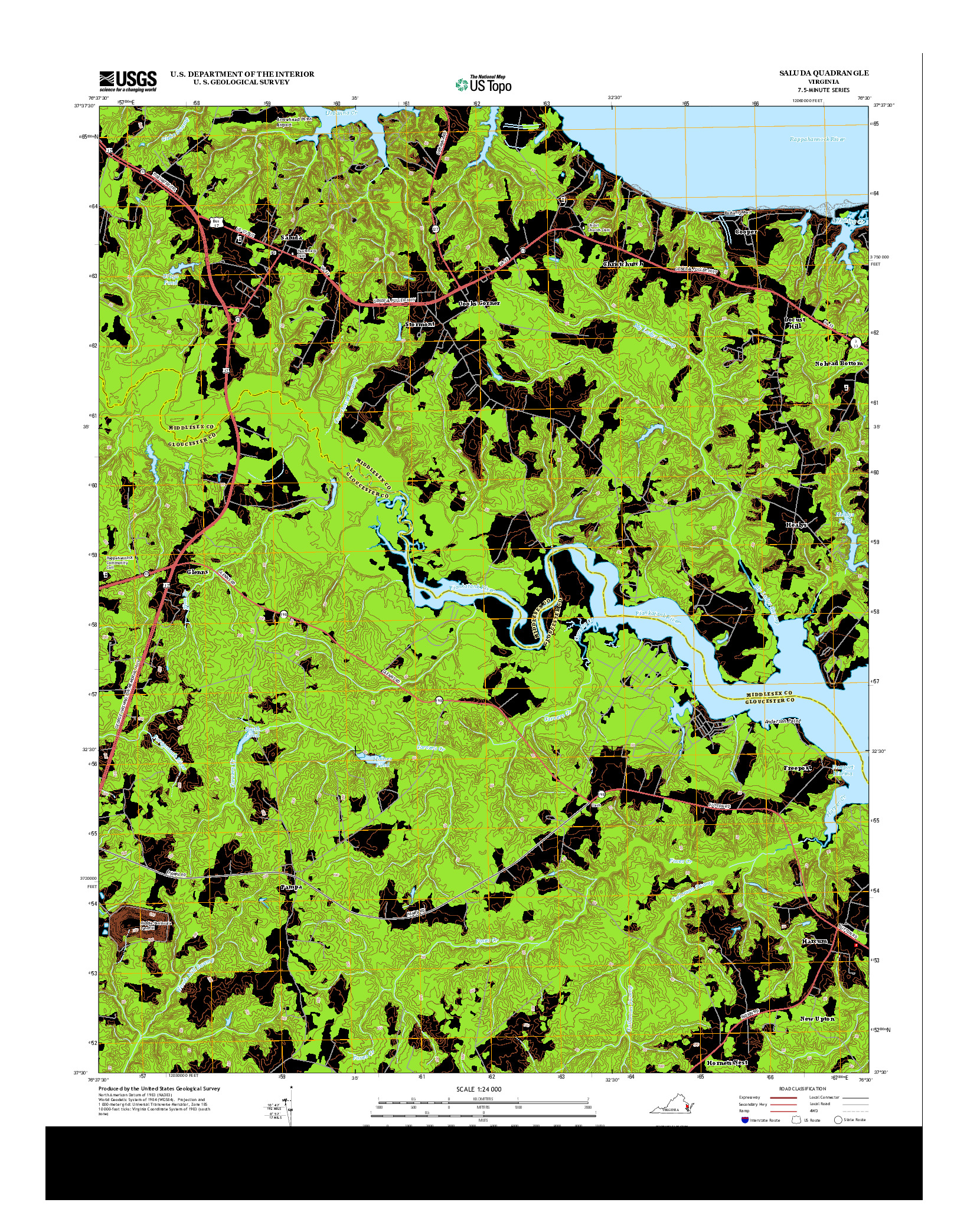 USGS US TOPO 7.5-MINUTE MAP FOR SALUDA, VA 2013