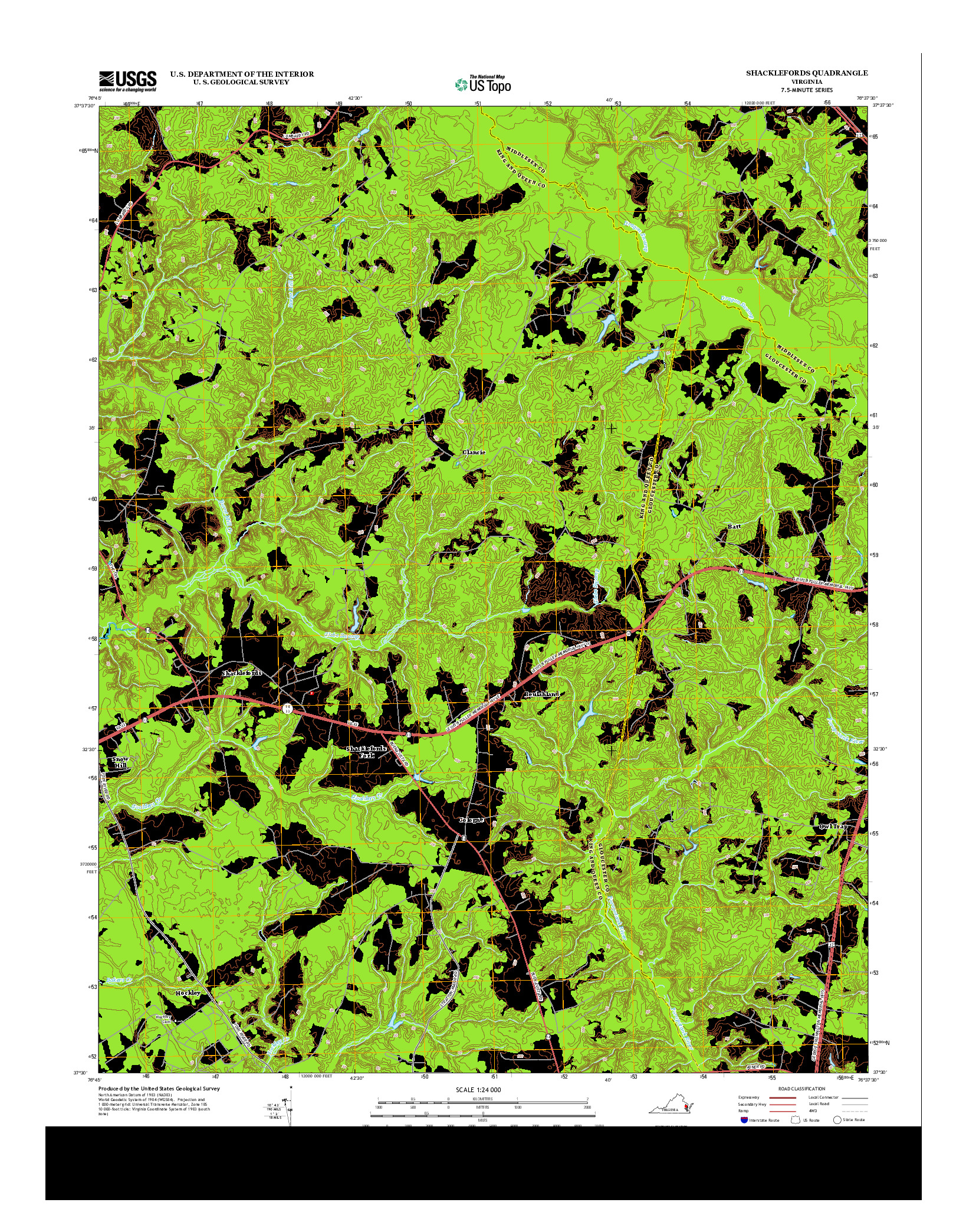 USGS US TOPO 7.5-MINUTE MAP FOR SHACKLEFORDS, VA 2013