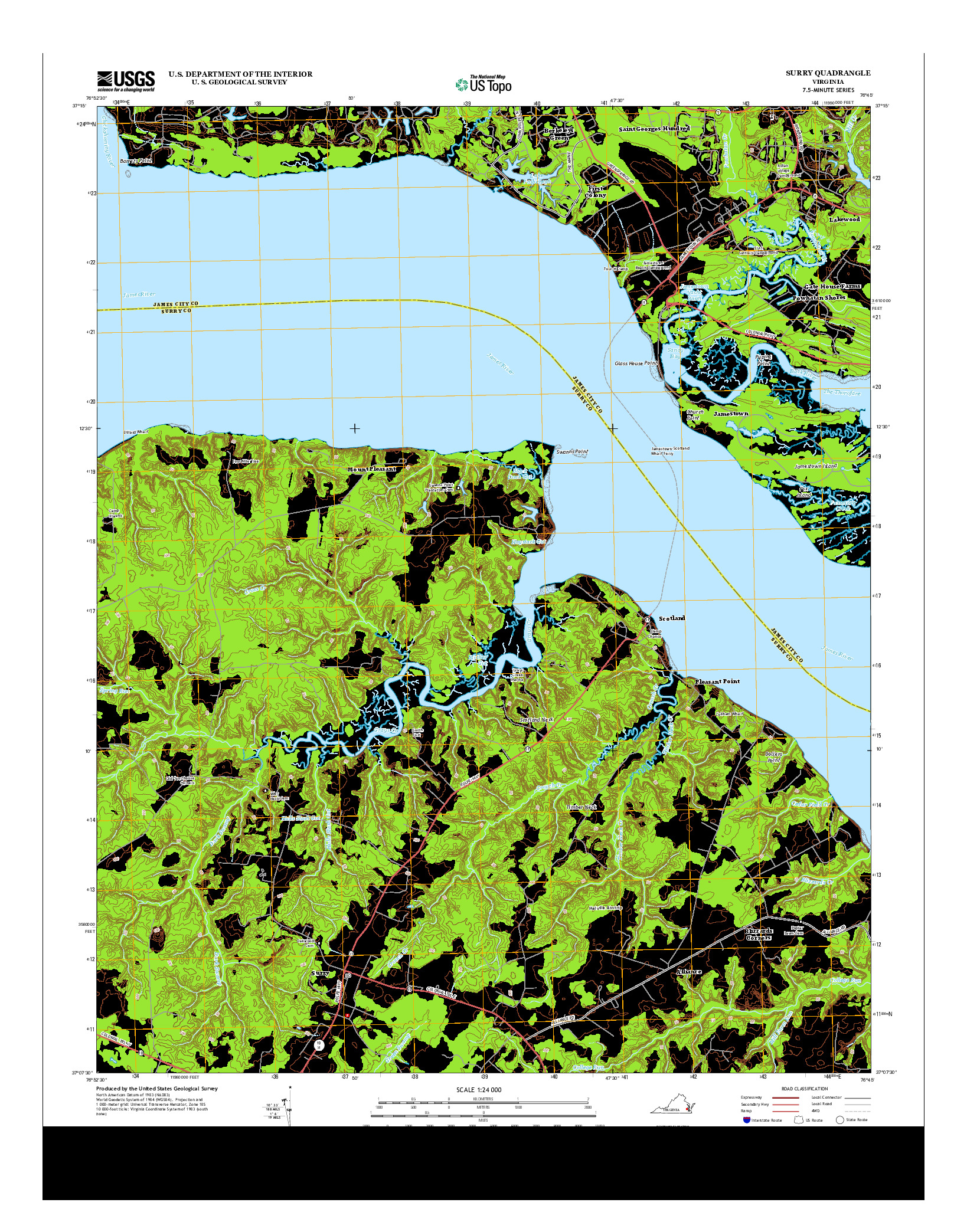 USGS US TOPO 7.5-MINUTE MAP FOR SURRY, VA 2013