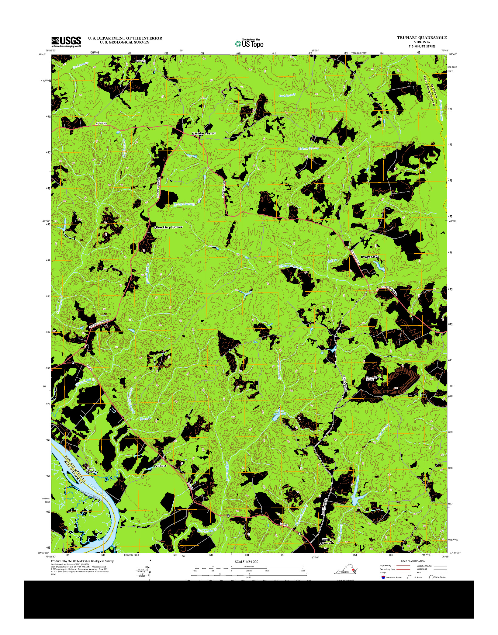 USGS US TOPO 7.5-MINUTE MAP FOR TRUHART, VA 2013