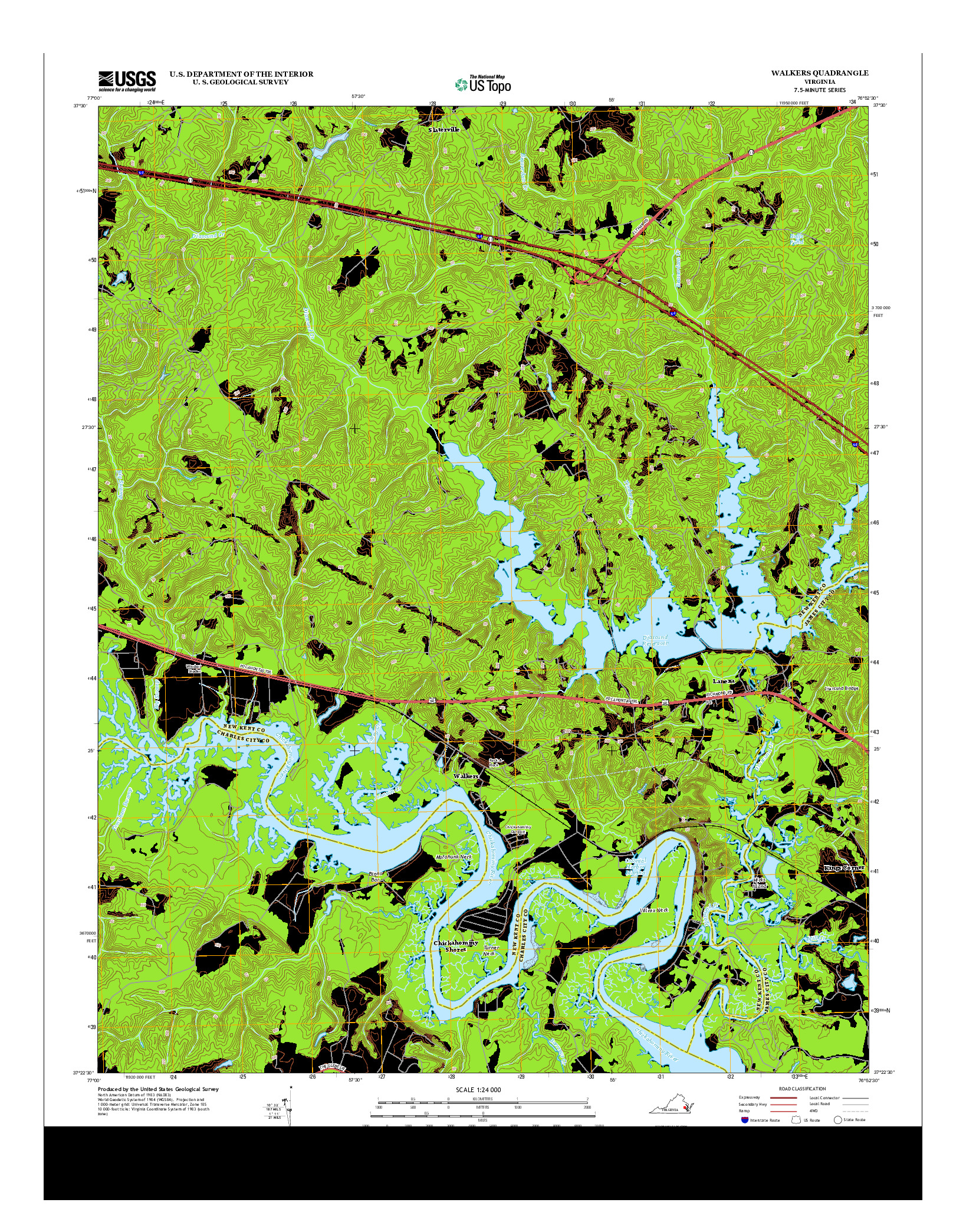 USGS US TOPO 7.5-MINUTE MAP FOR WALKERS, VA 2013